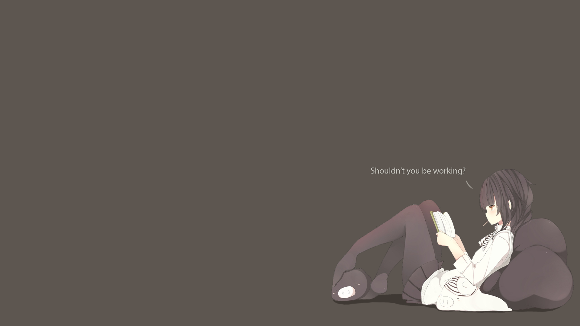 Anime girl reading a book with text bubble HD Wallpaper