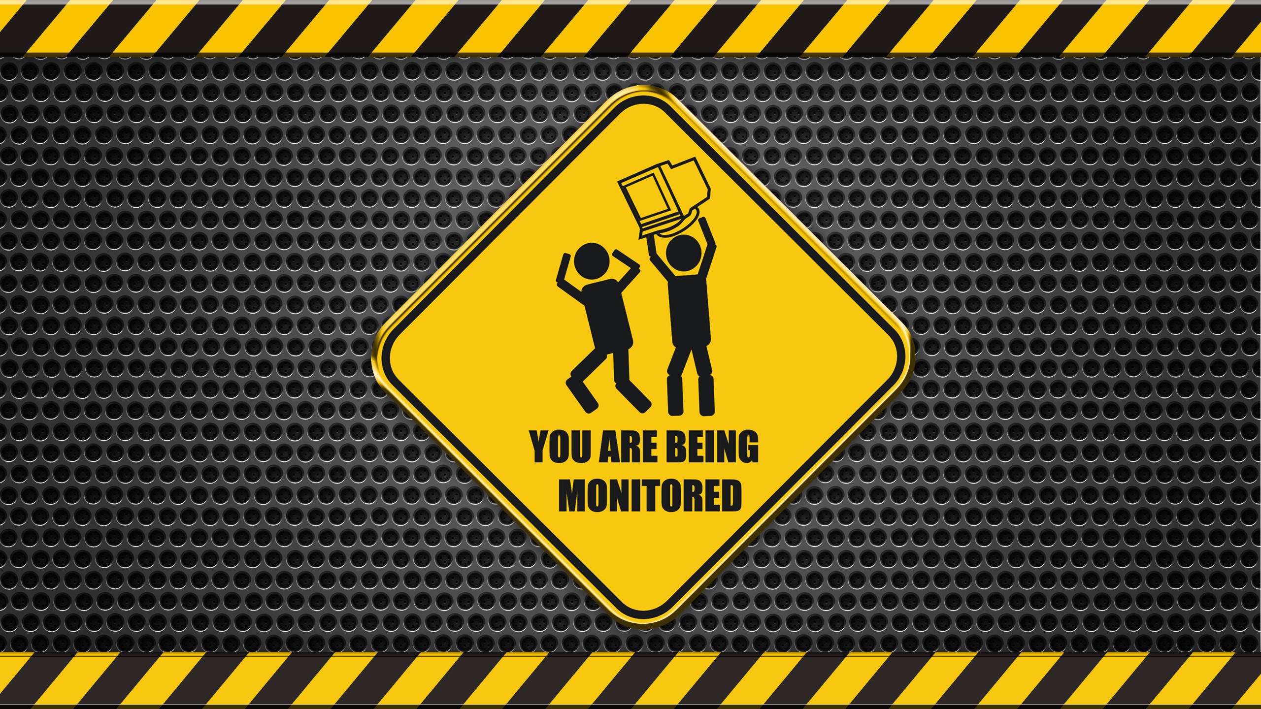 Warning sign: You are being monitored HD Wallpaper