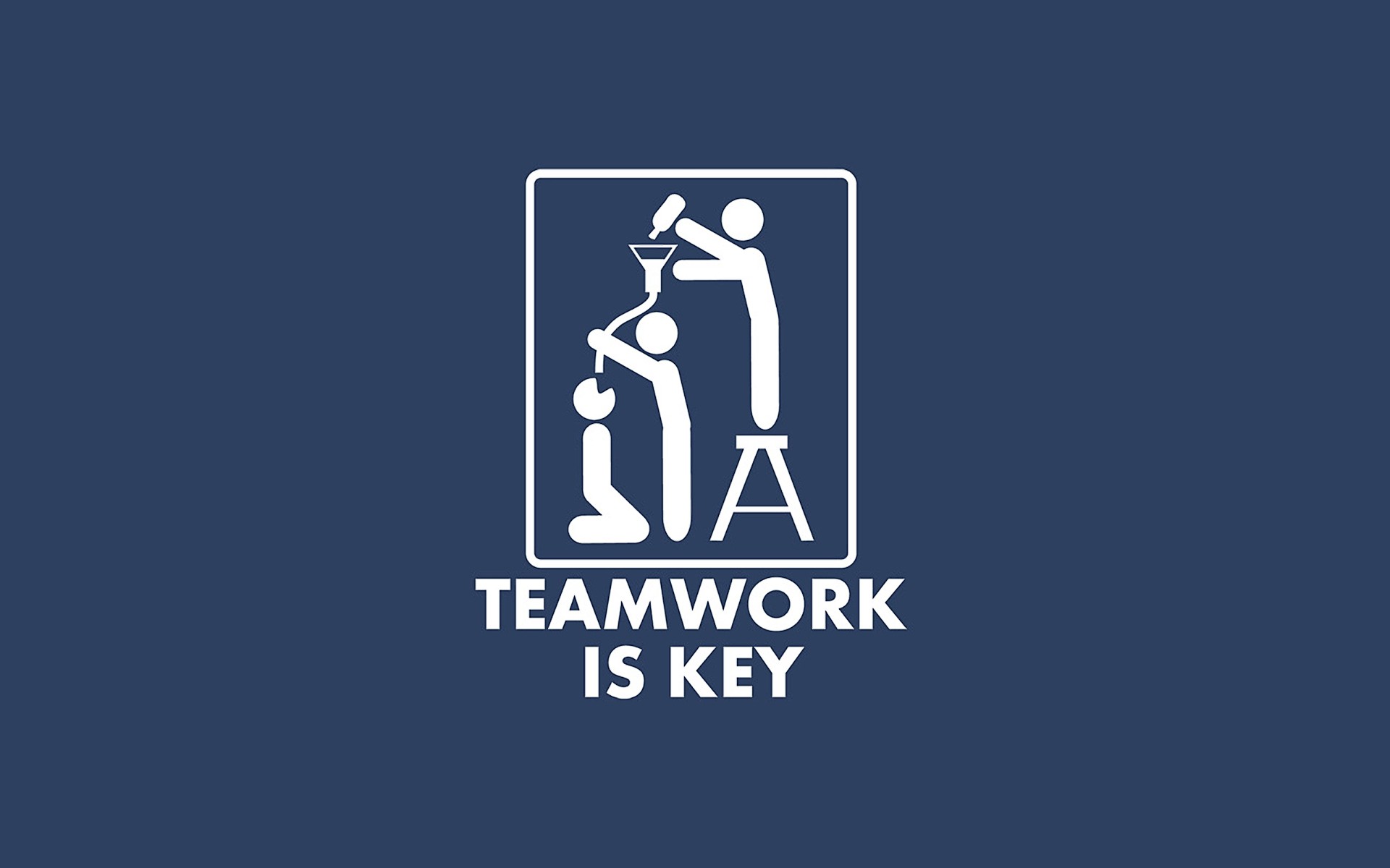 Teamwork is Key humor illustration HD Wallpaper