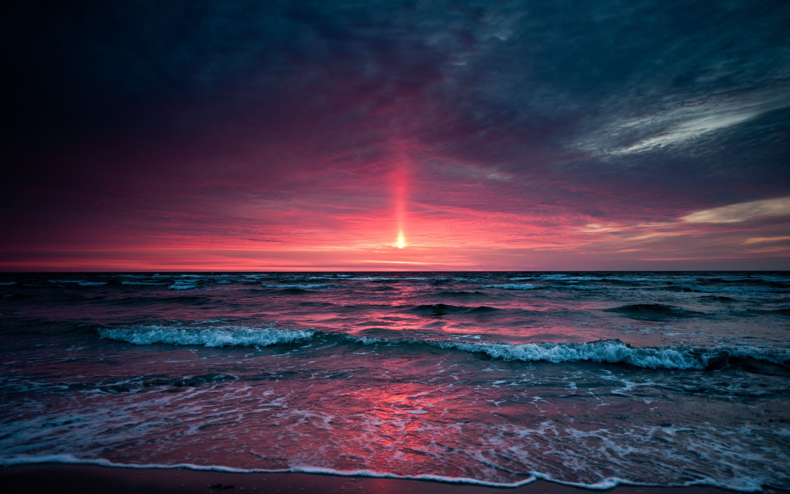 Sunset over the sea with dramatic clouds HD Wallpaper