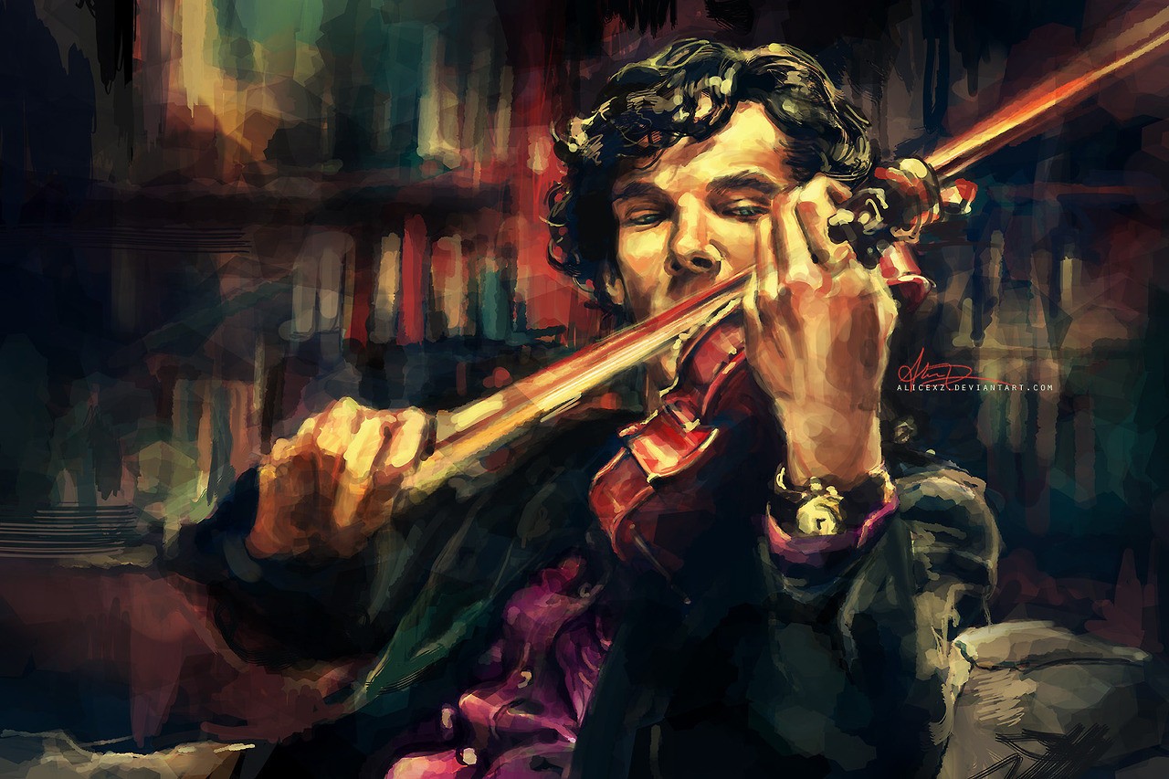 Sherlock Holmes Playing Violin HD Wallpaper