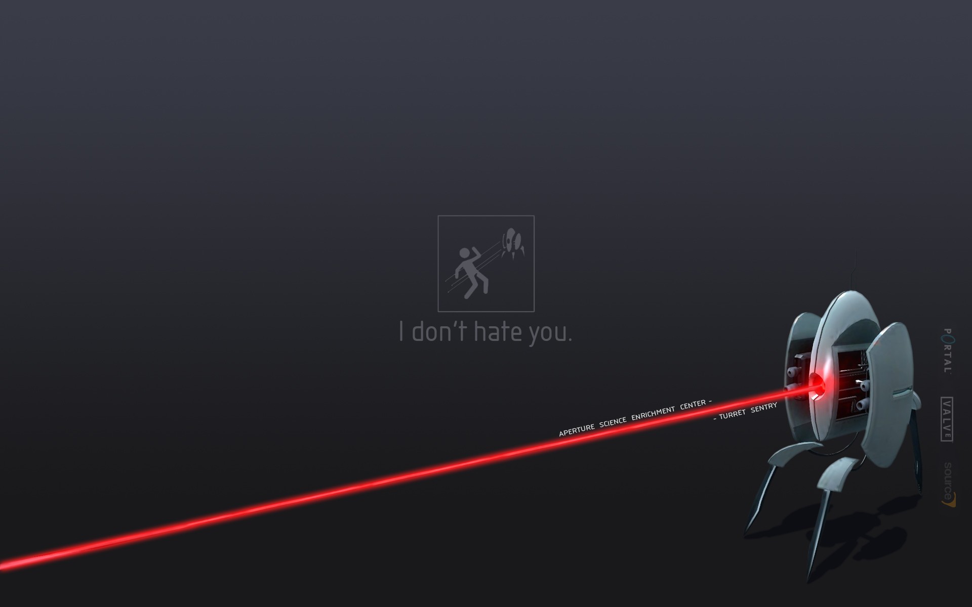 Portal 2 Turret Sentry with Laser Beam HD Wallpaper