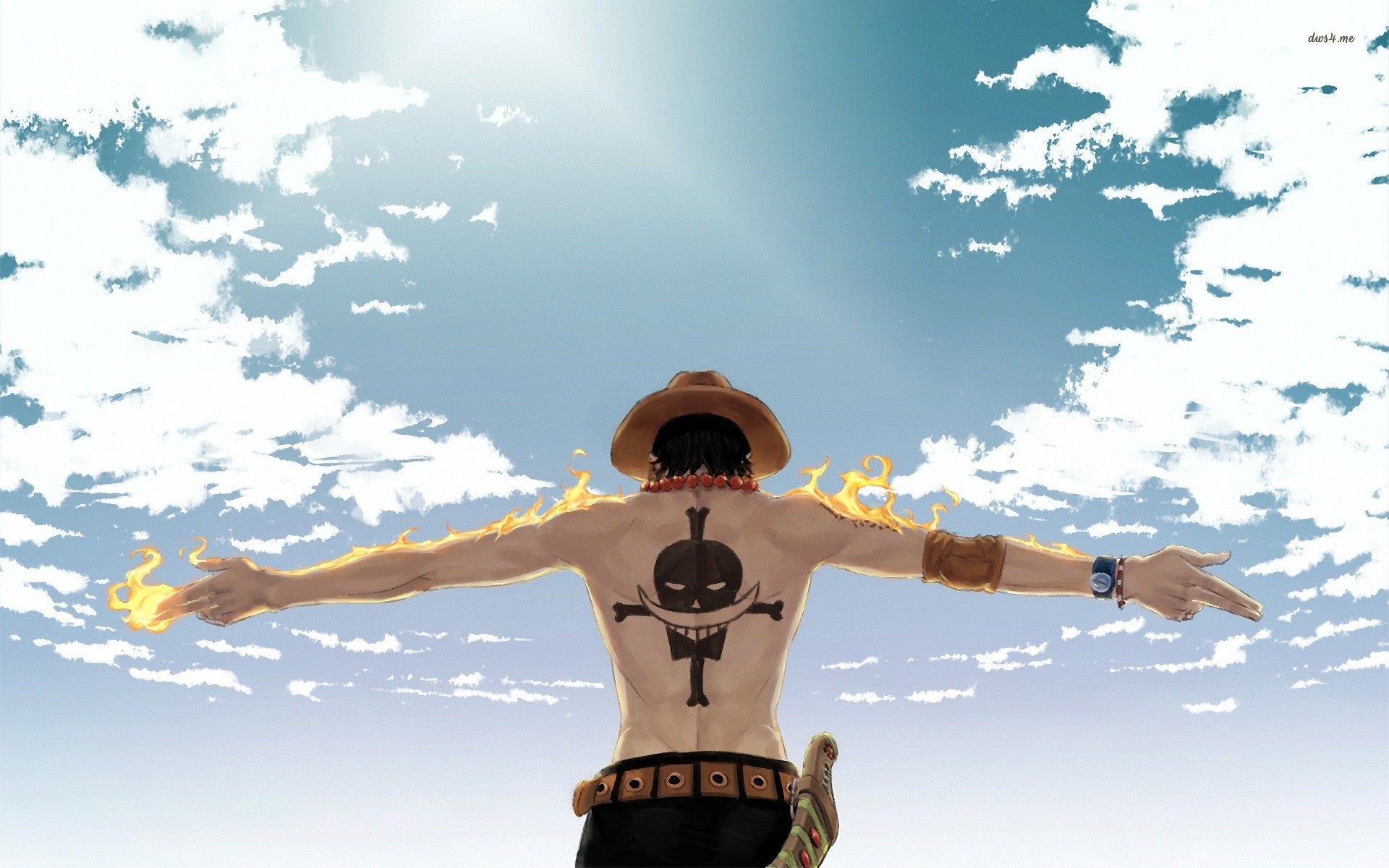 Portgas D. Ace from One Piece with Flames HD Wallpaper