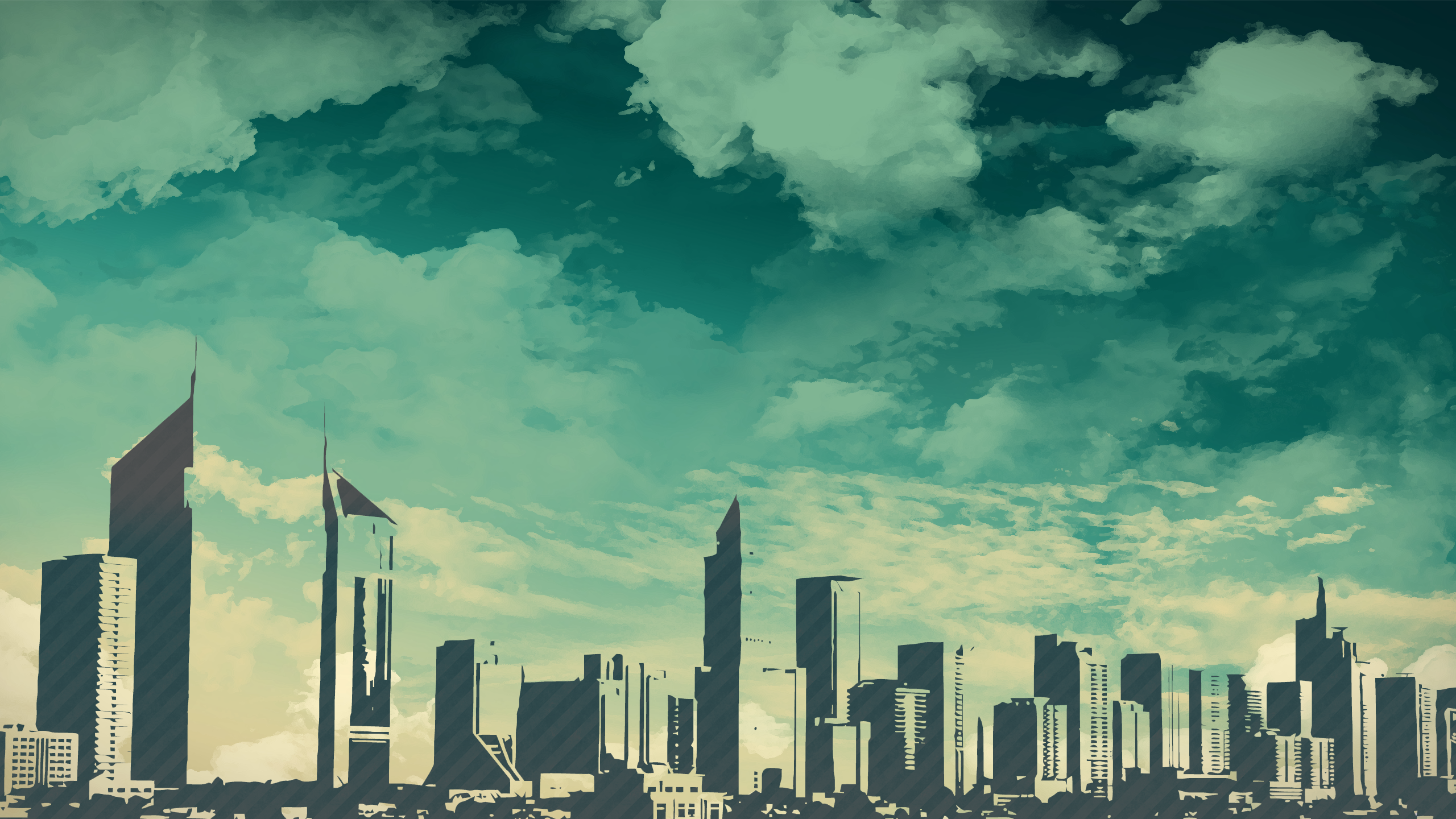 Dubai cityscape with dramatic clouds HD Wallpaper