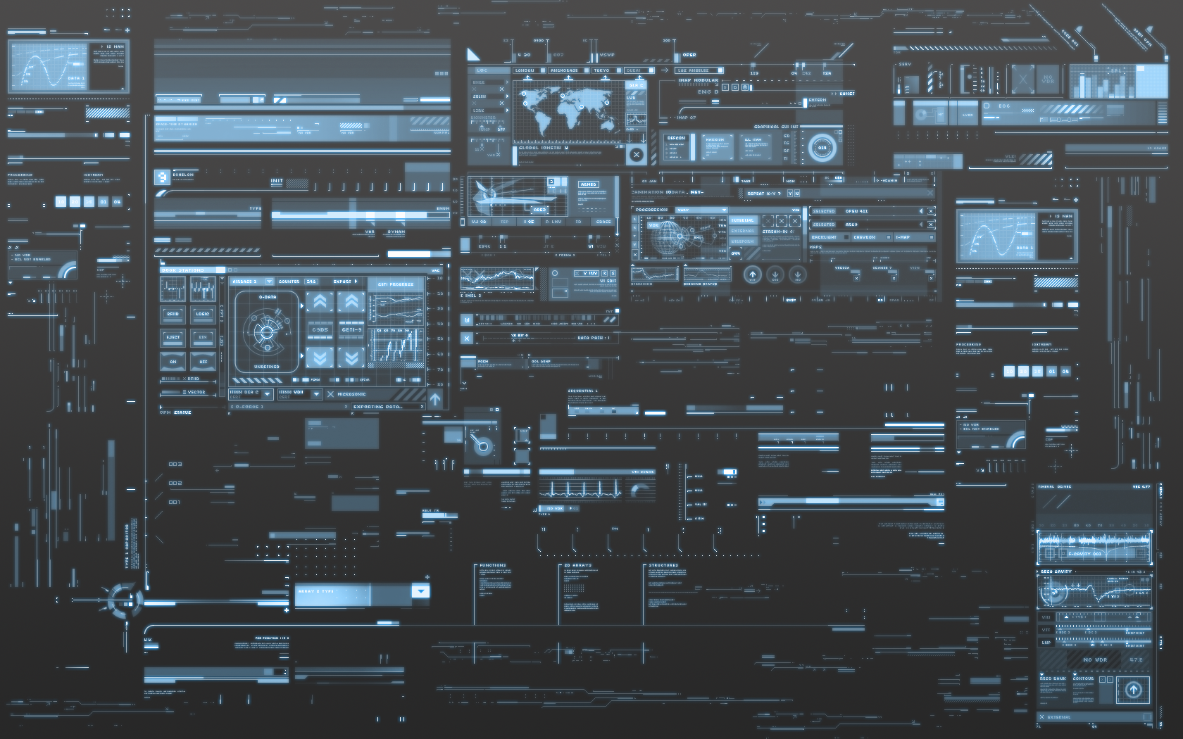 Futuristic digital interface with data visualizations HD Wallpaper