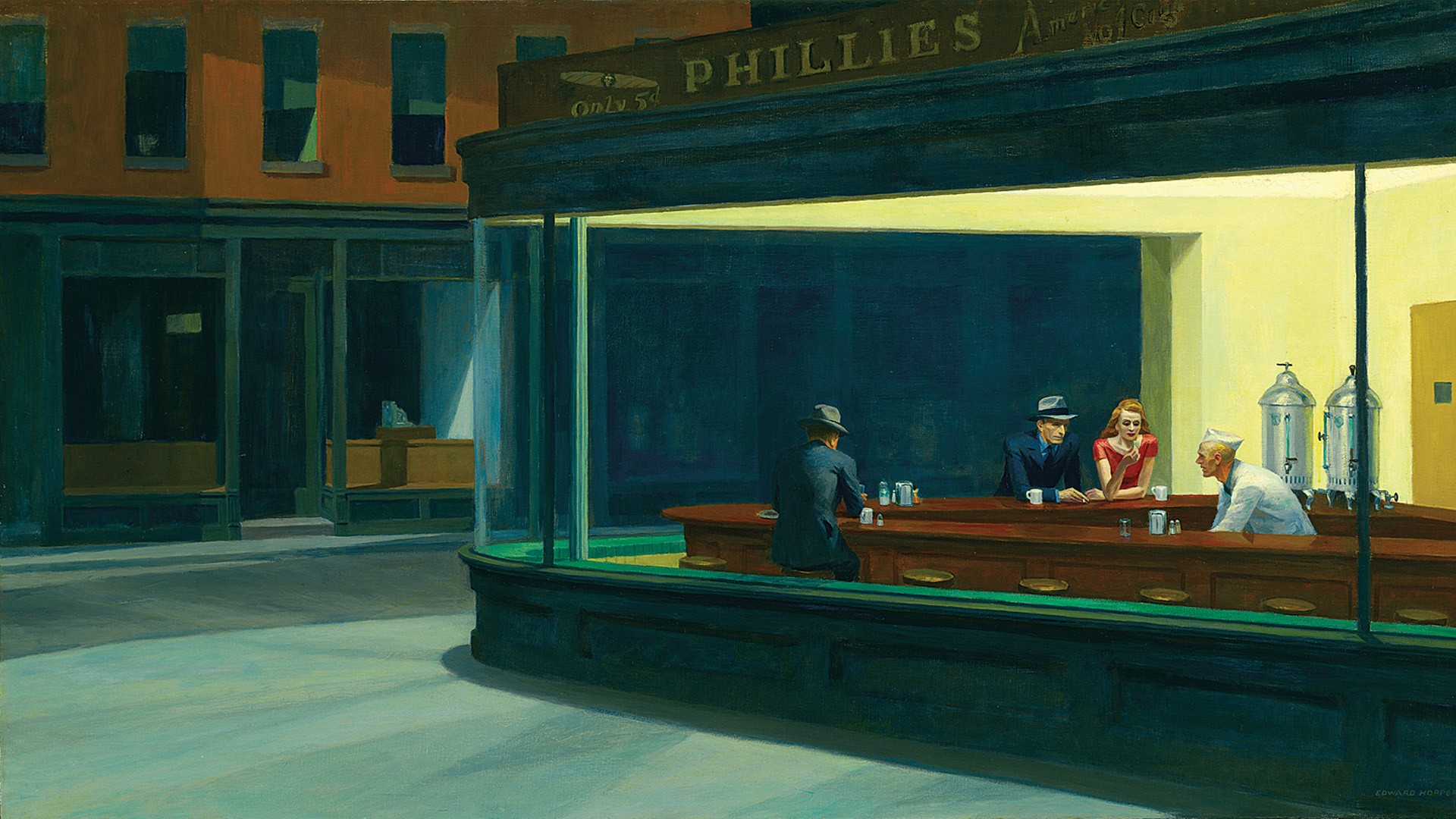 Nighthawks by Edward Hopper HD Wallpaper