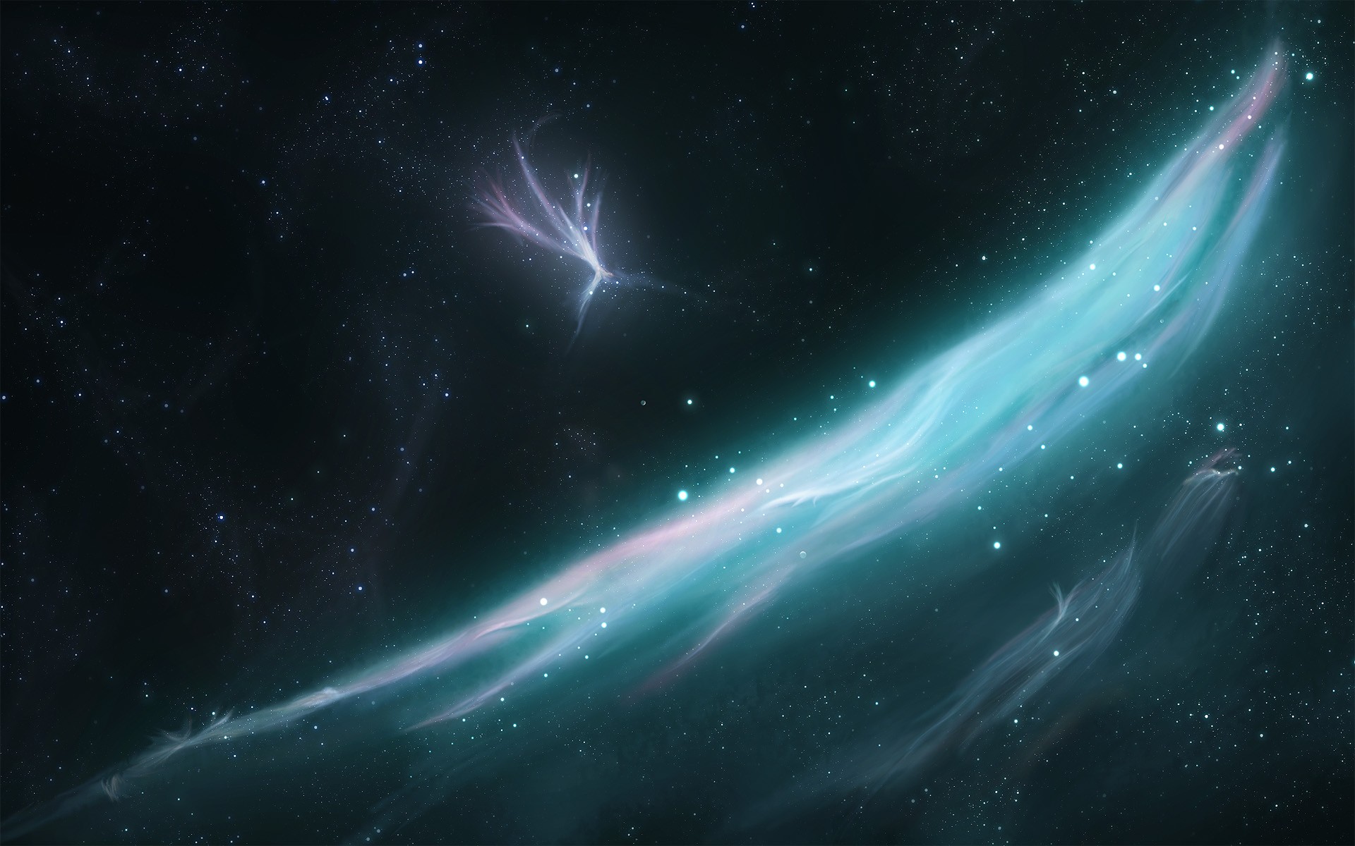 Digital art of a colorful nebula in deep space HD Wallpaper