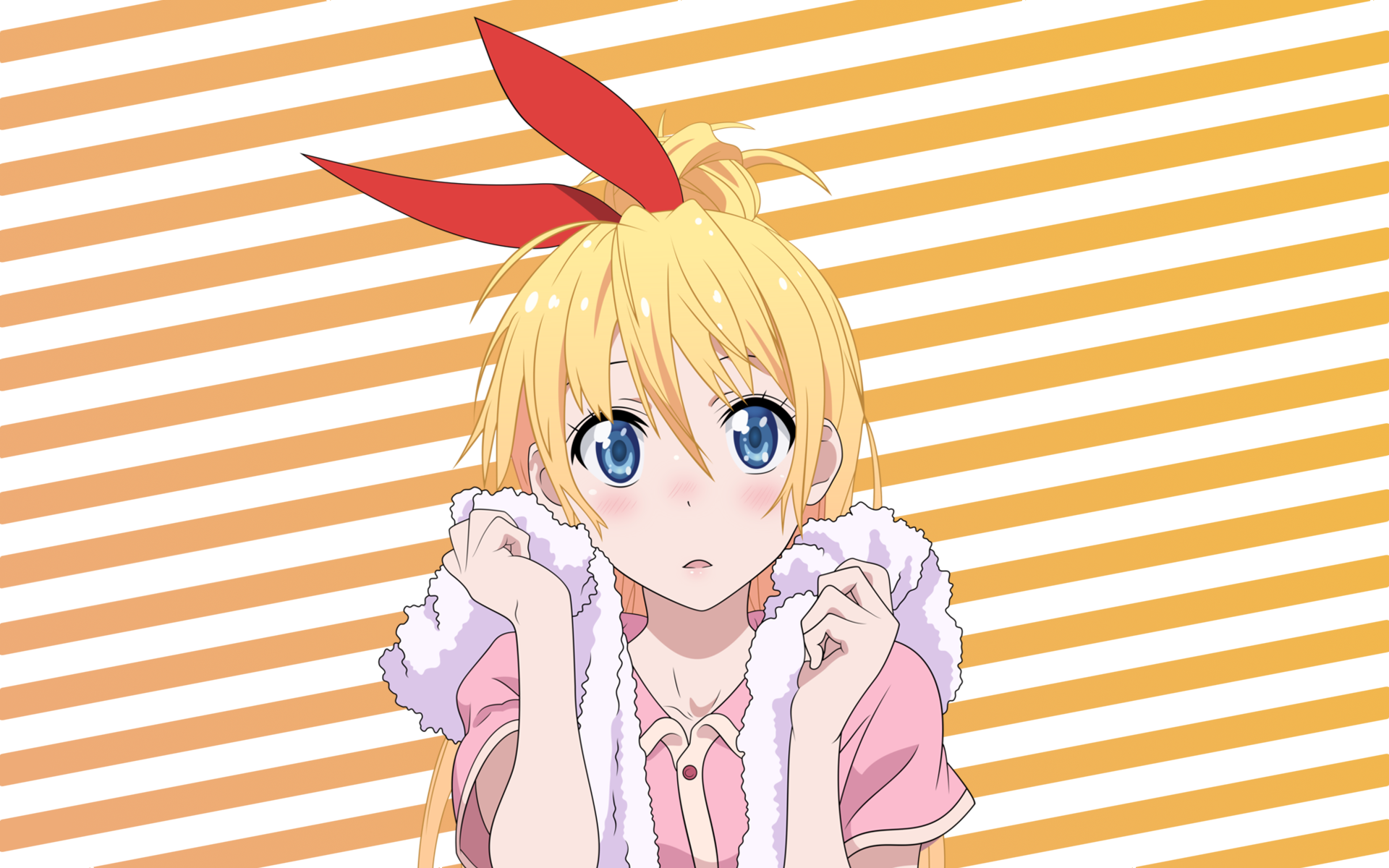 Kirisaki Chitoge from Nisekoi with red hair ornament HD Wallpaper