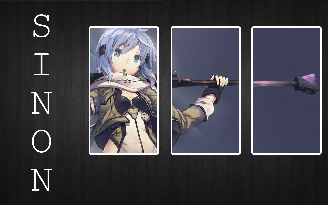 Asada Shino from Sword Art Online with a rifle HD Wallpaper
