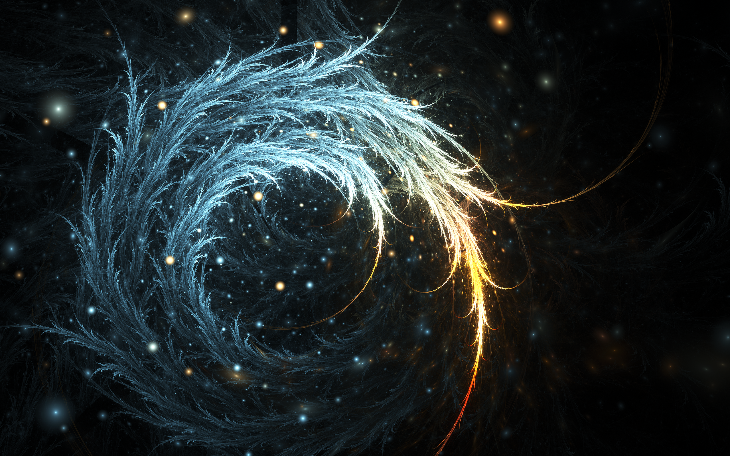 Abstract fractal spiral with glowing particles HD Wallpaper