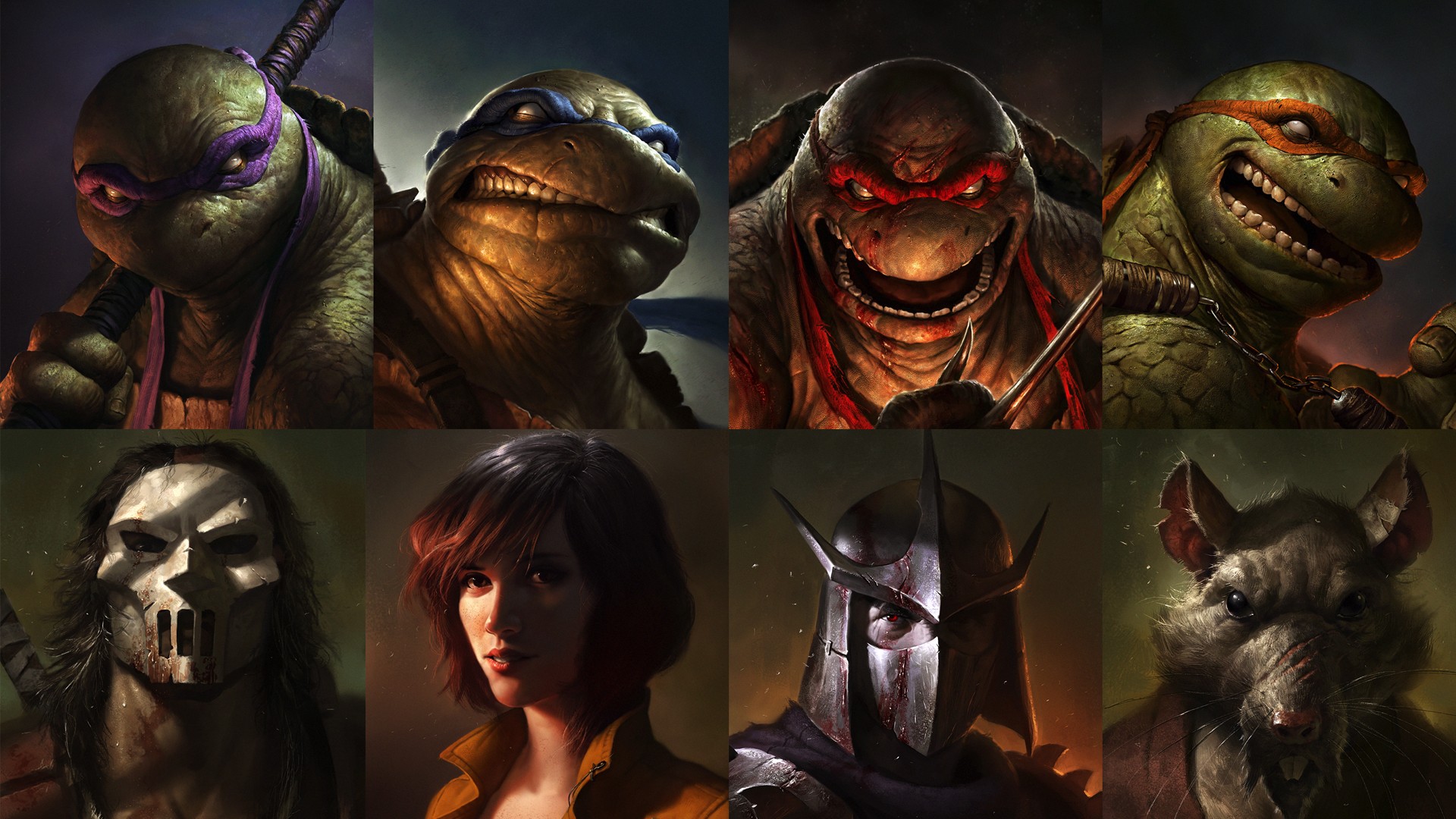 Teenage Mutant Ninja Turtles characters portraits HD Wallpaper