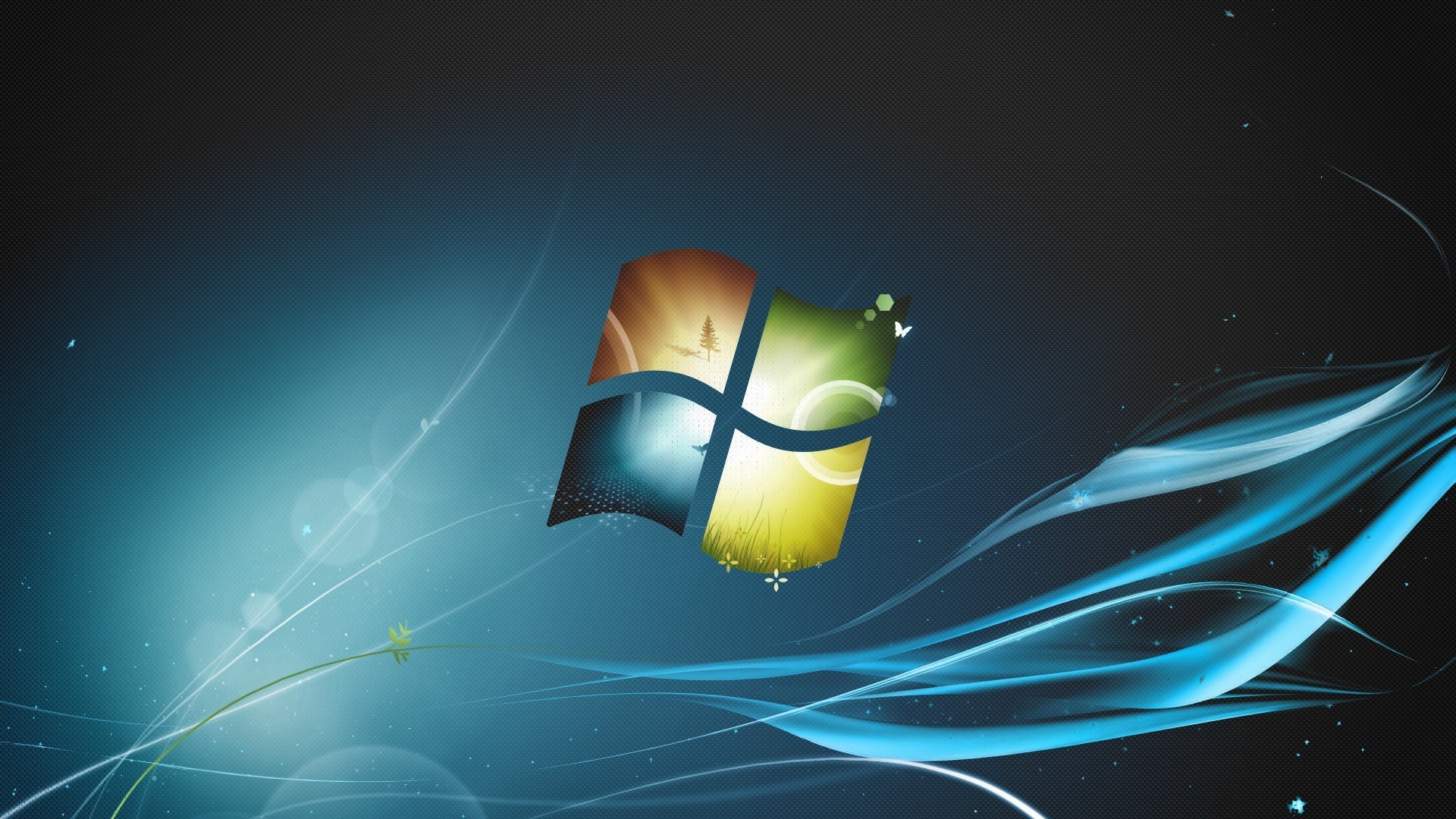 Microsoft Windows 7 Logo with Abstract Blue Swirls HD Wallpaper