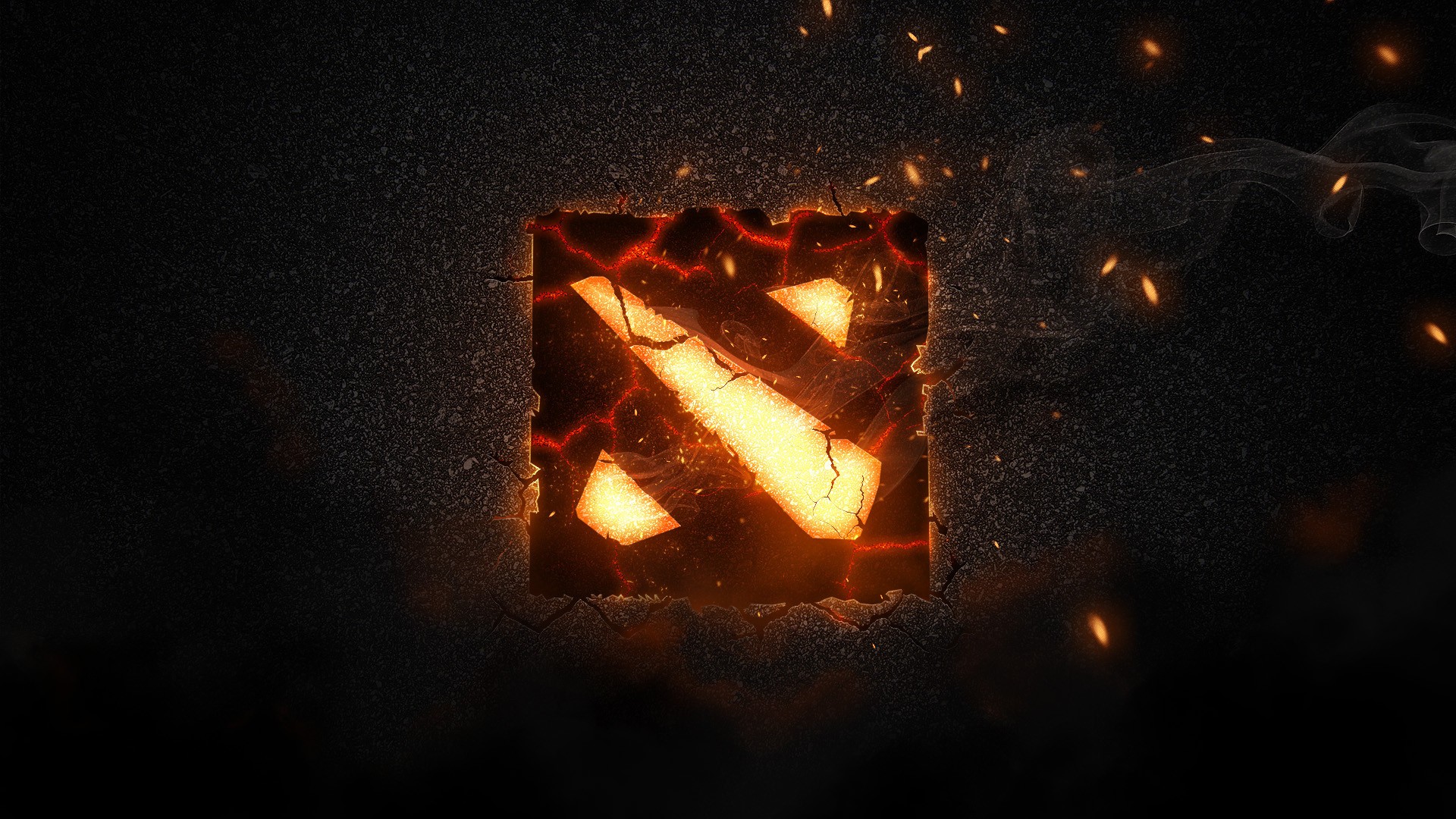 Dota 2 logo with fire and smoke HD Wallpaper
