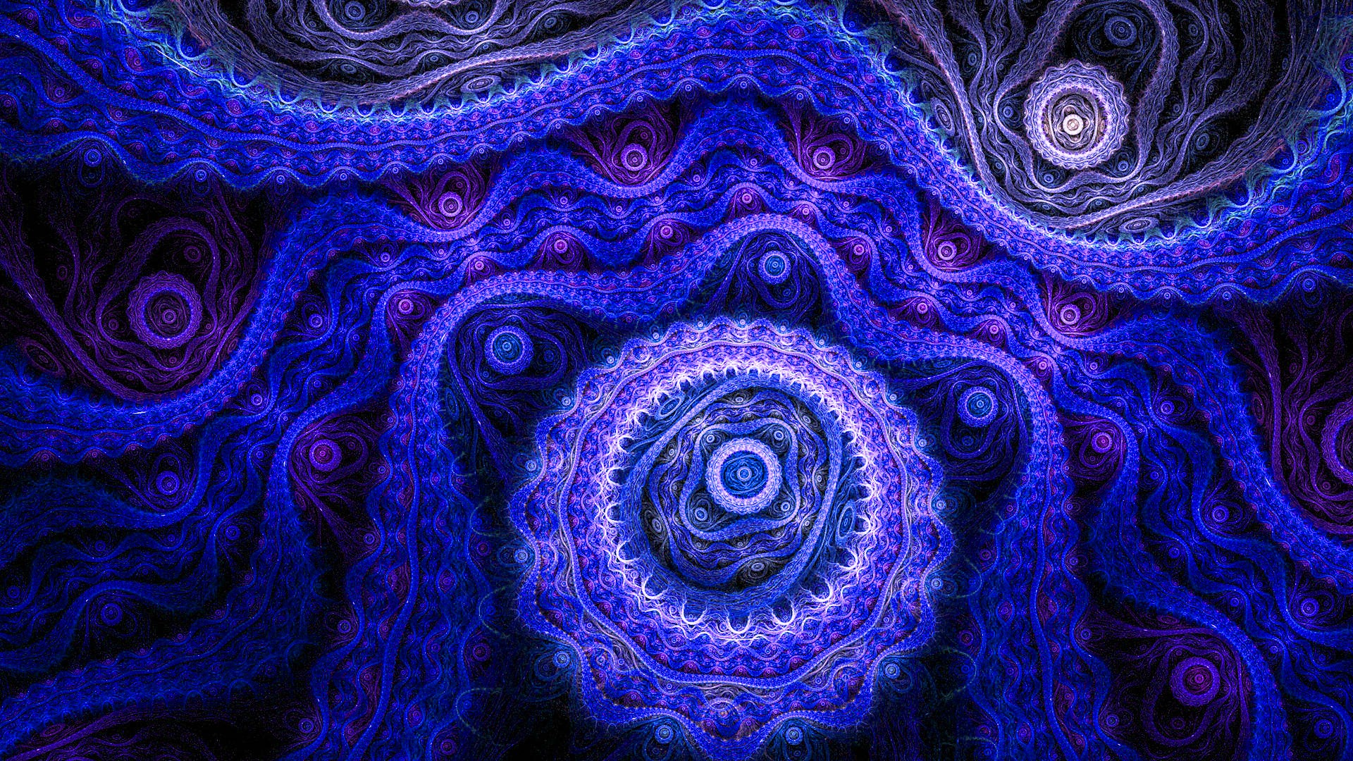 Abstract fractal digital art with blue and purple patterns HD Wallpaper