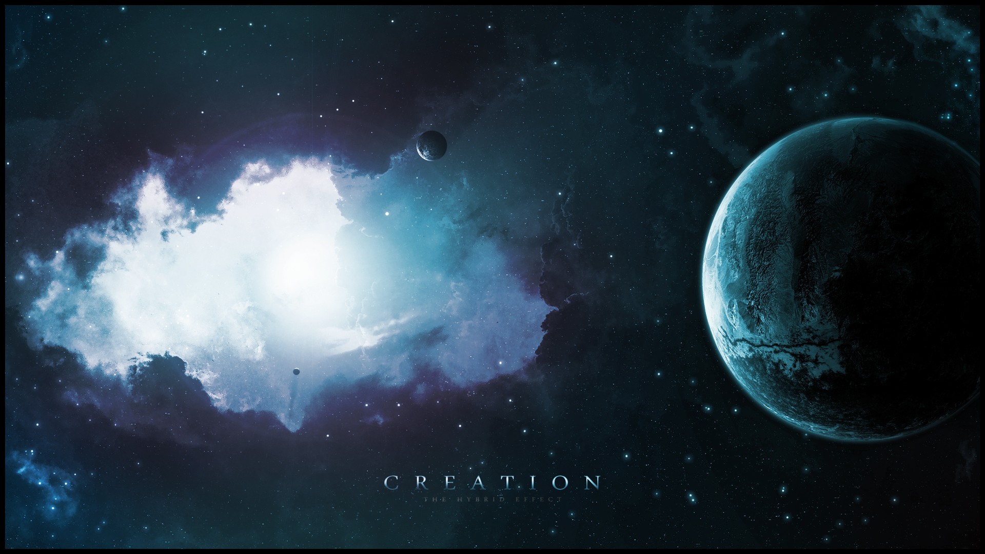 Digital art of a planet and nebula in space HD Wallpaper