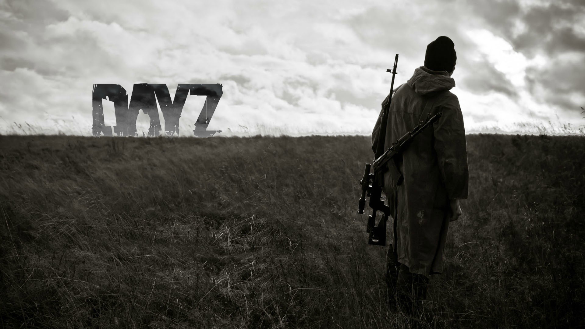 DayZ video game logo with a person holding a rifle HD Wallpaper