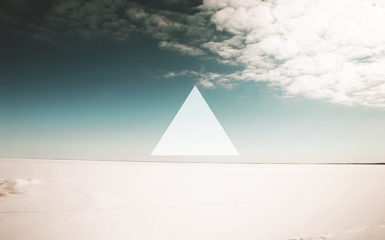 Minimalist landscape with clouds and a triangle HD Wallpaper