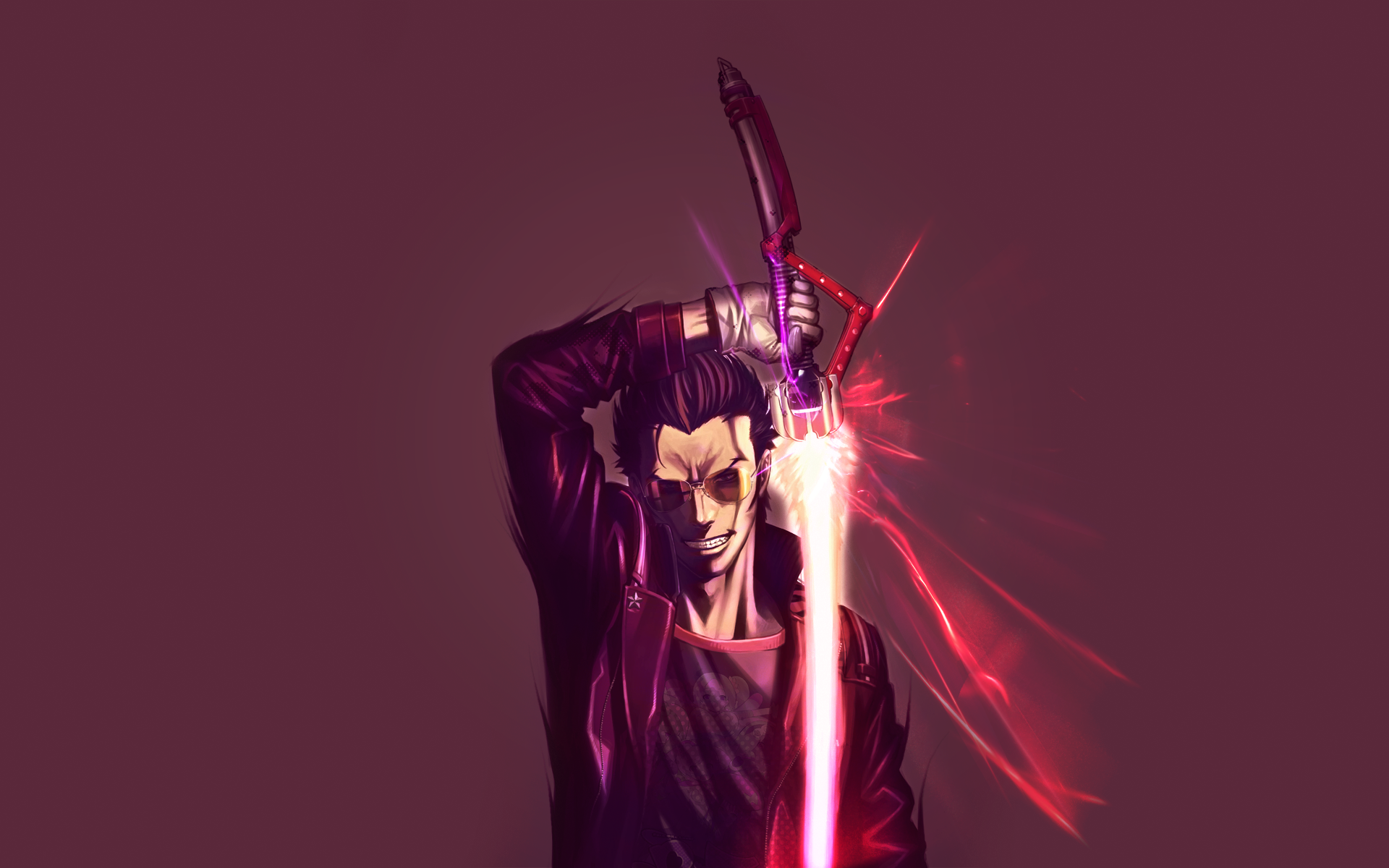 Travis Touchdown with a glowing beam katana HD Wallpaper