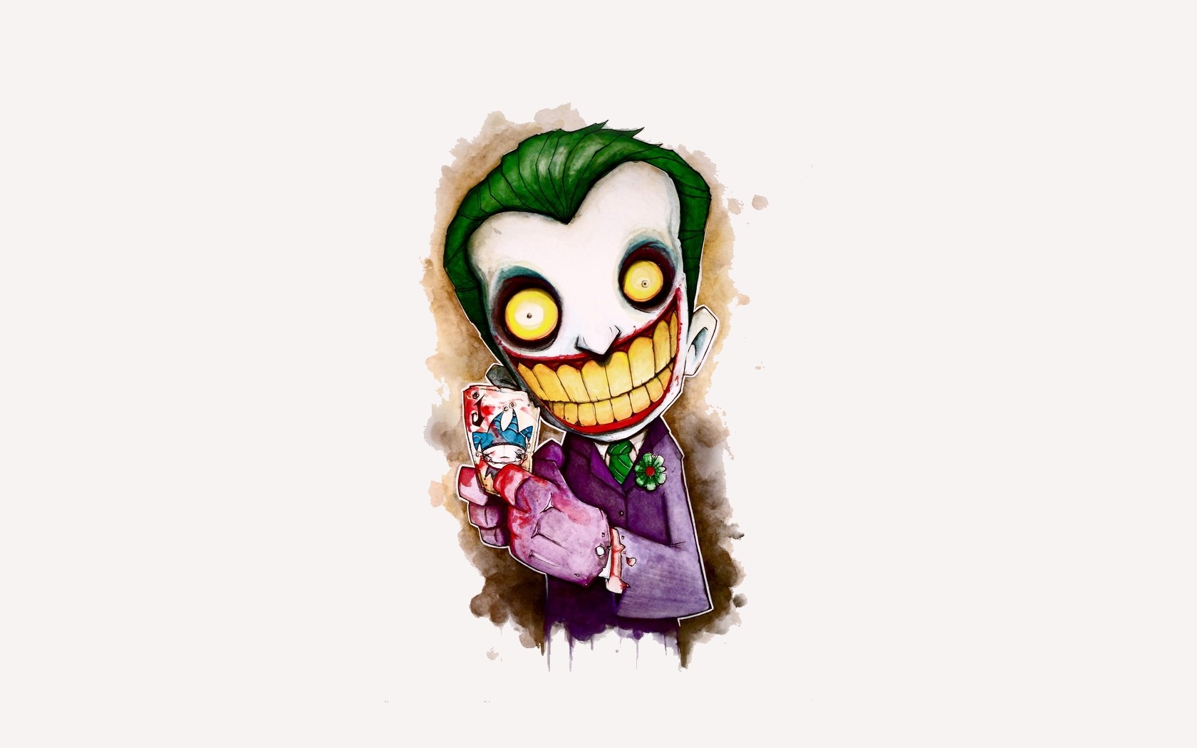 Joker holding a playing card HD Wallpaper