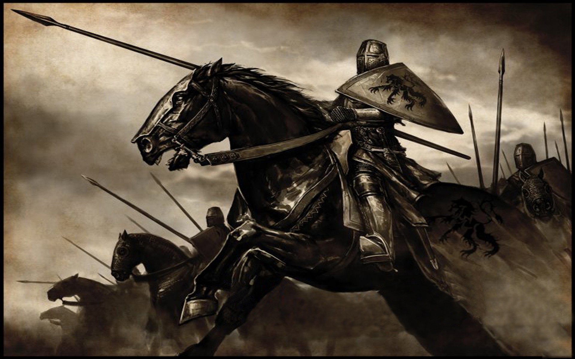 Mount and Blade knights on horseback charging HD Wallpaper