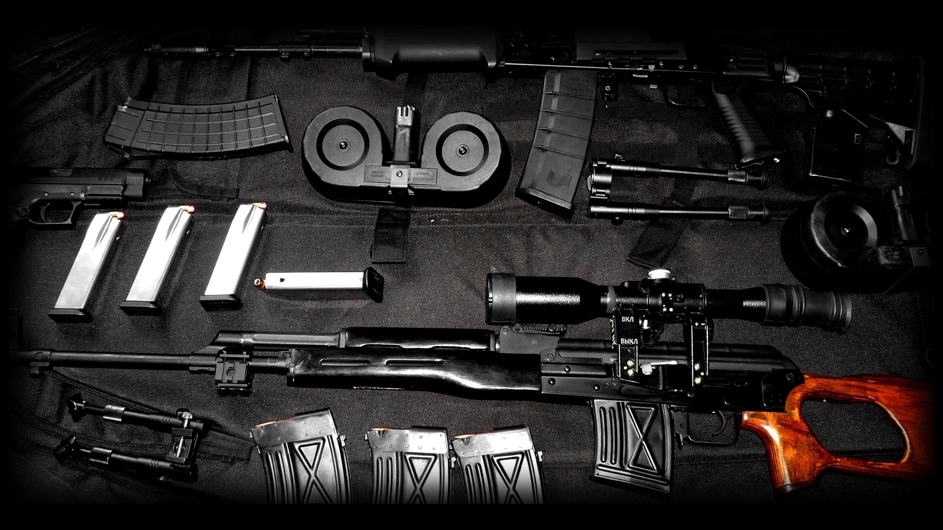Various firearms and magazines HD Wallpaper