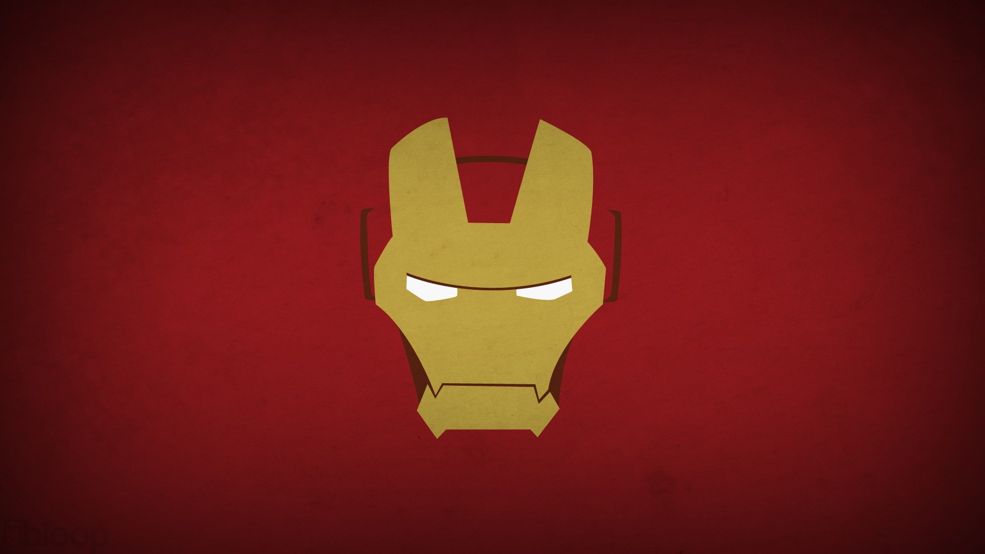 Minimalist Iron Man Mask on Red Background HD Wallpaper