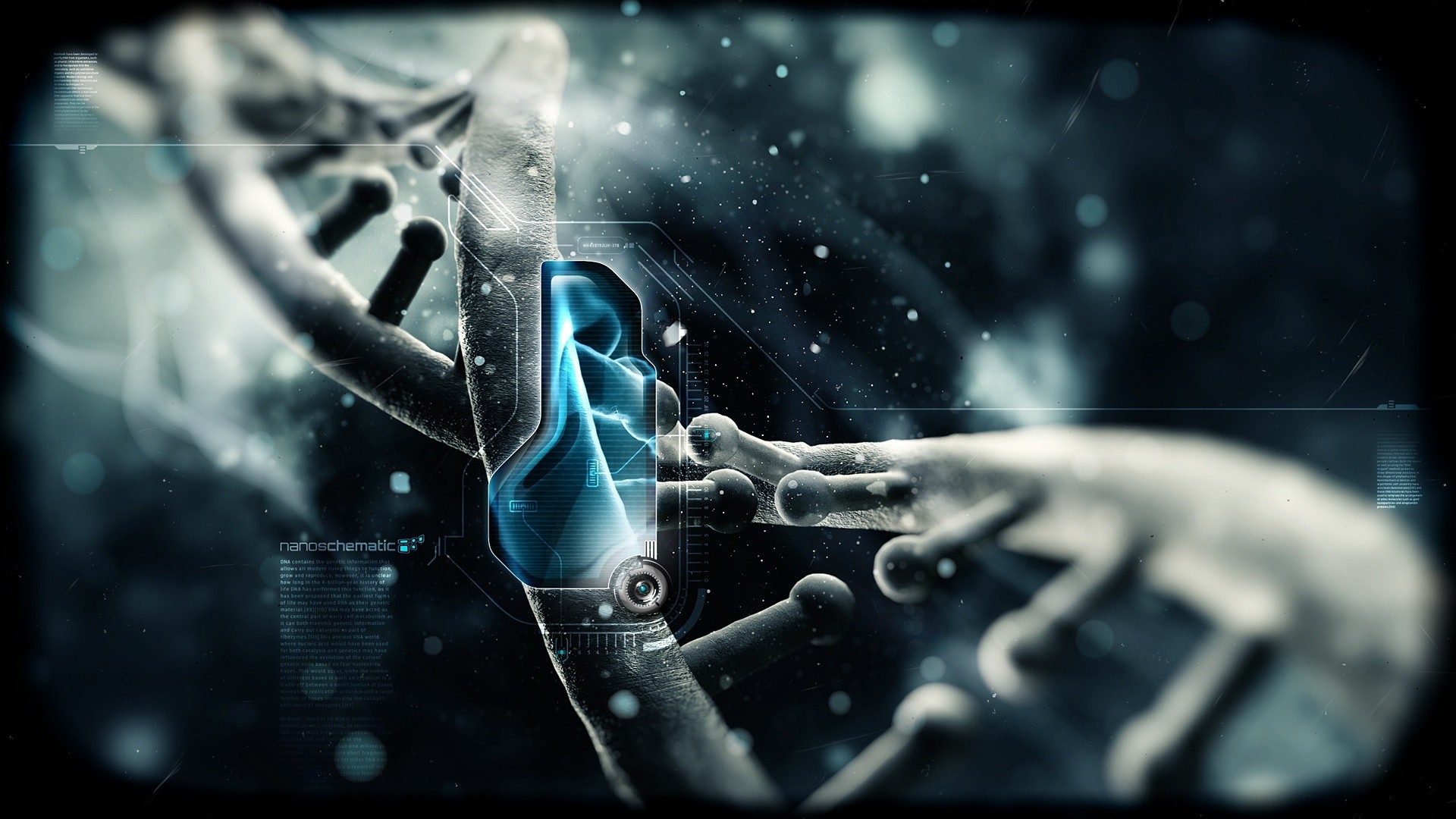 Digital art of DNA and nanotechnology HD Wallpaper