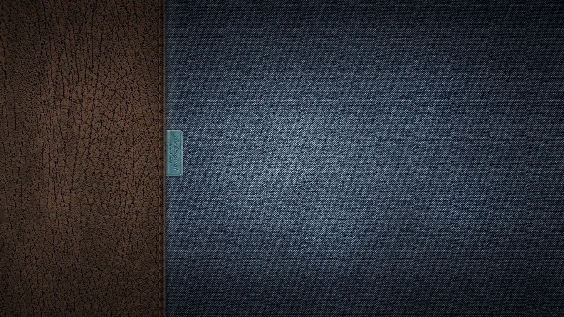 Denim and leather texture with a small tag HD Wallpaper