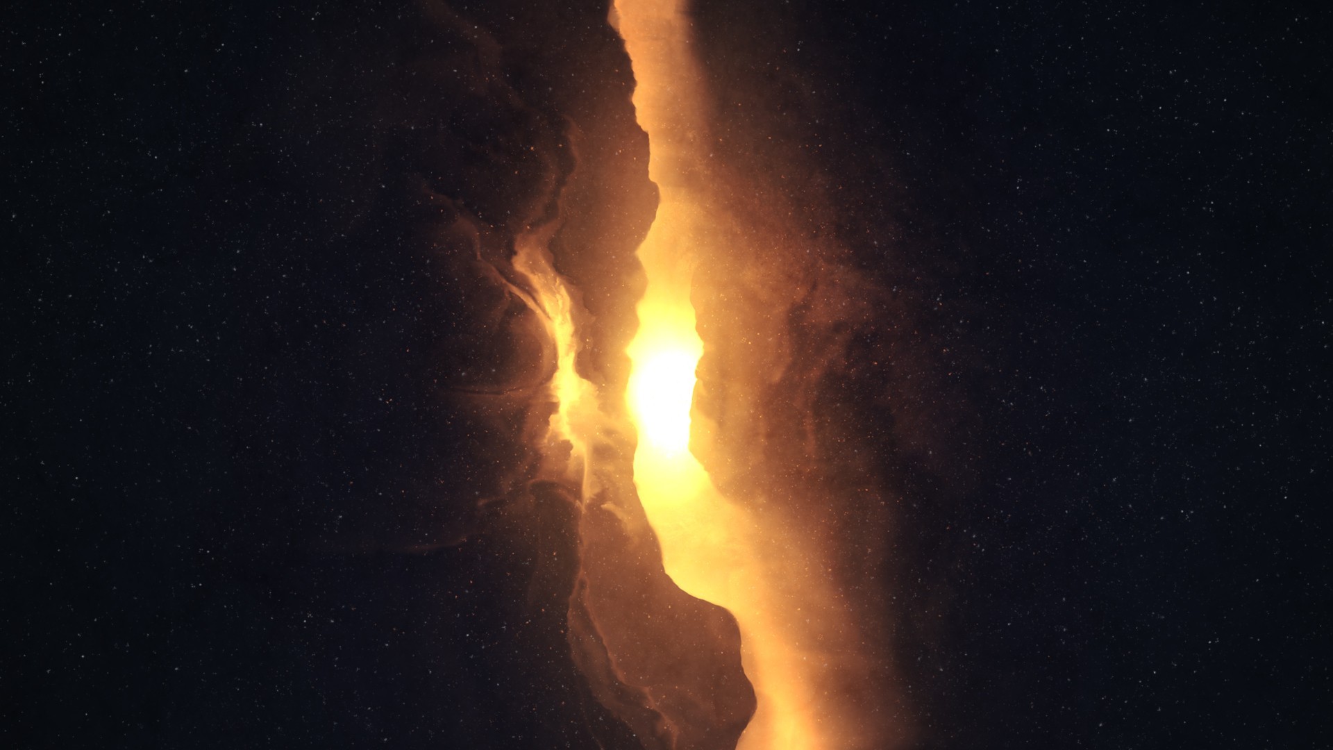 Orange nebula with stars in deep space HD Wallpaper