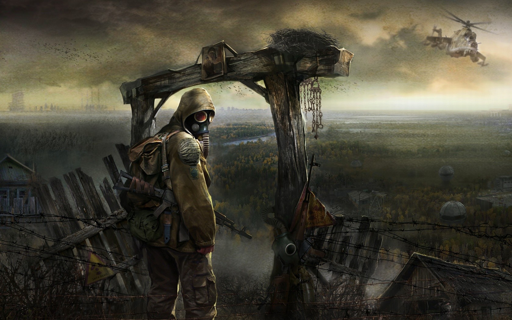 S.T.A.L.K.E.R. artwork of a survivor in a gas mask HD Wallpaper