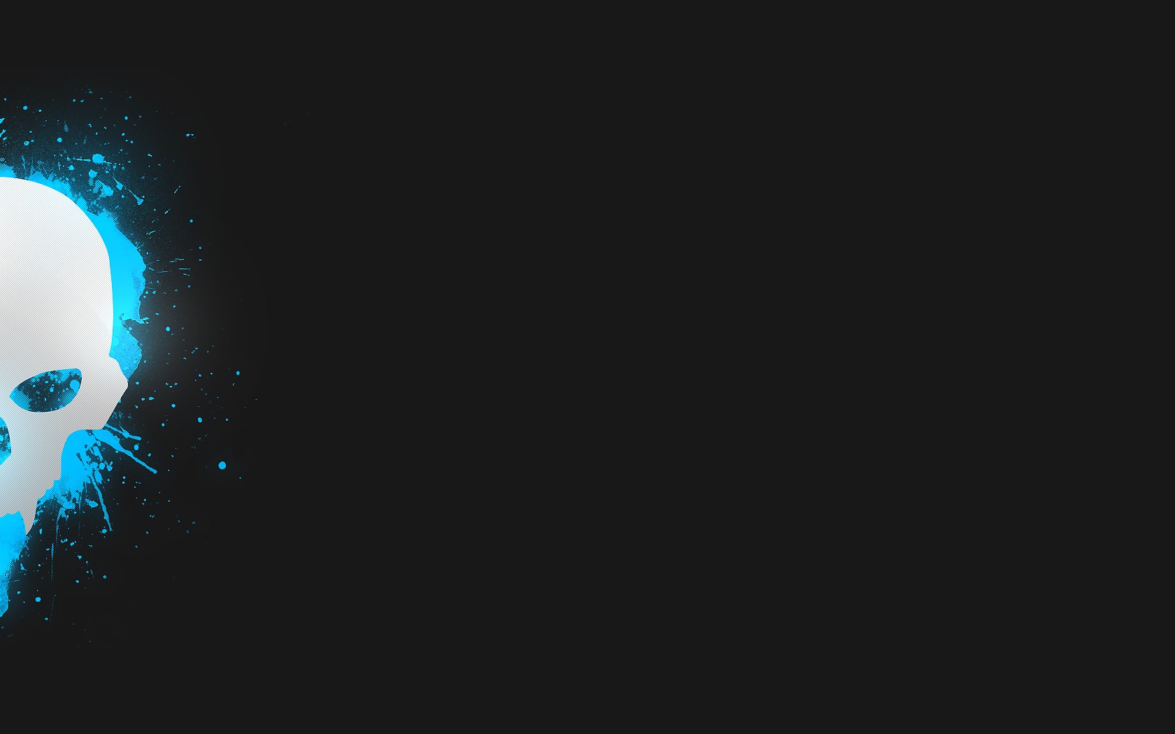 White skull with blue paint splatter HD Wallpaper
