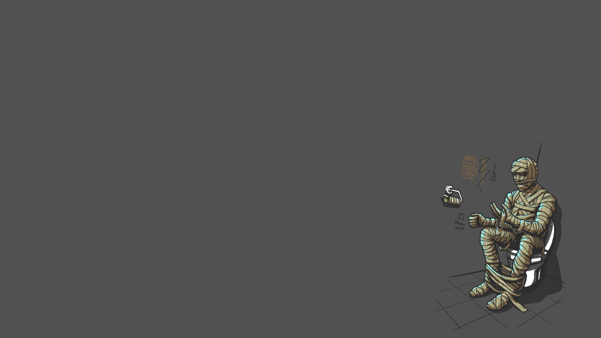 Mummy sitting on a toilet with toilet paper HD Wallpaper