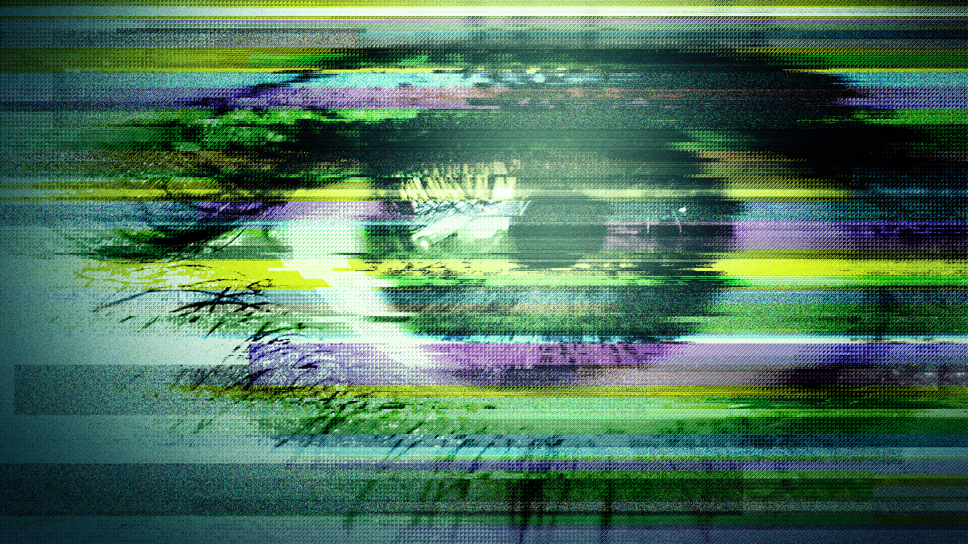 Glitch art eye with colorful horizontal lines HD Wallpaper