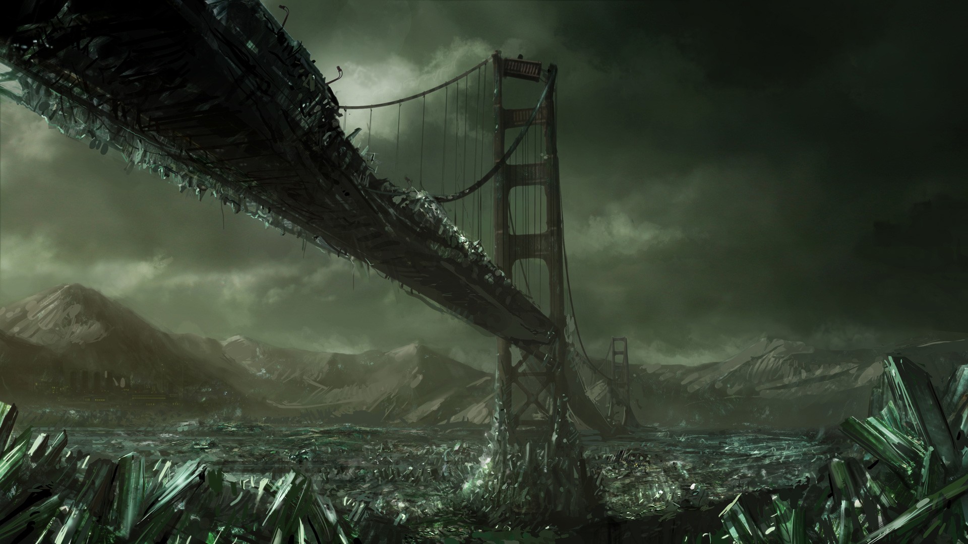 Apocalyptic Golden Gate Bridge in Command and Conquer 3 HD Wallpaper