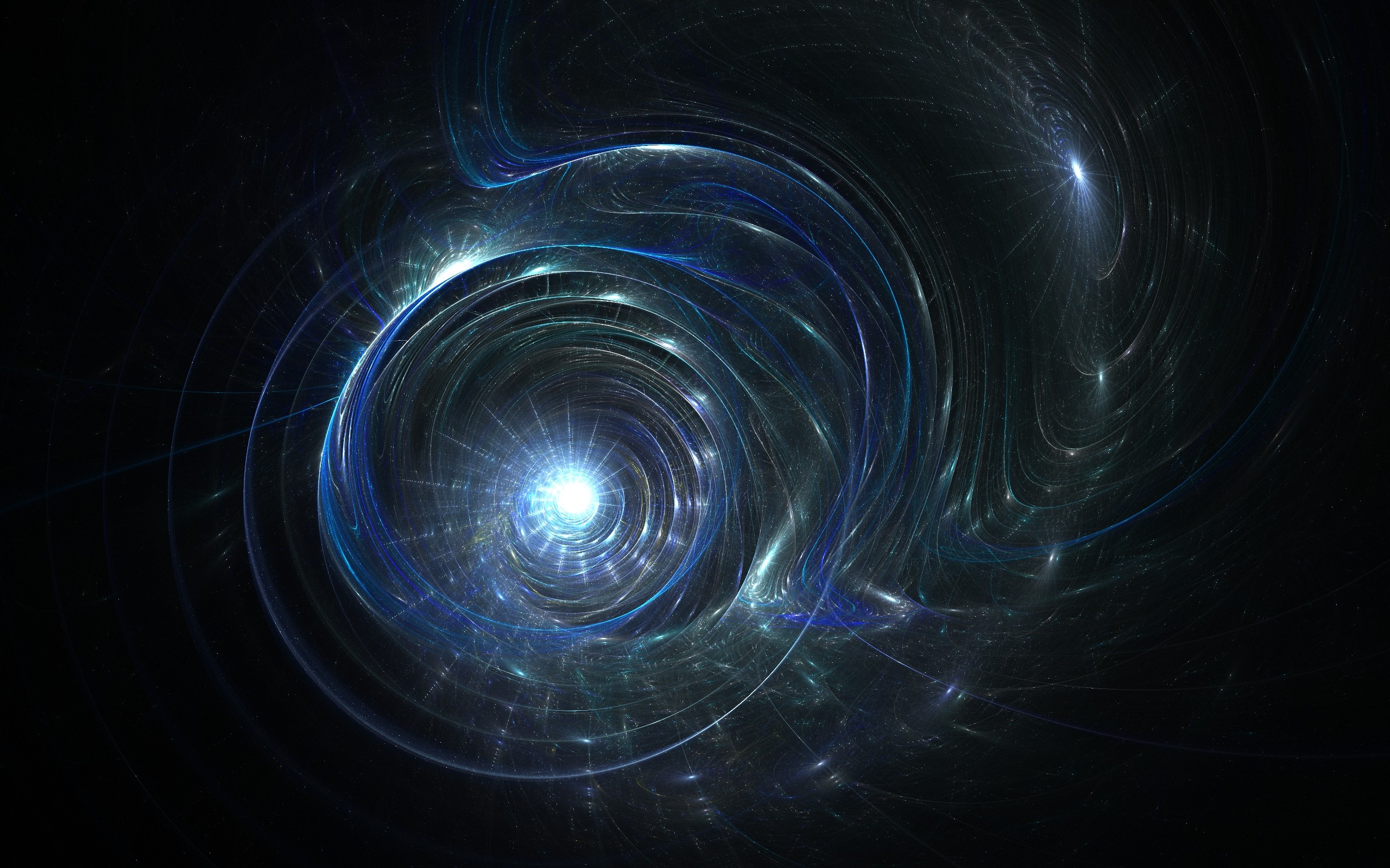 Abstract digital art of a swirling blue and white light vortex HD Wallpaper