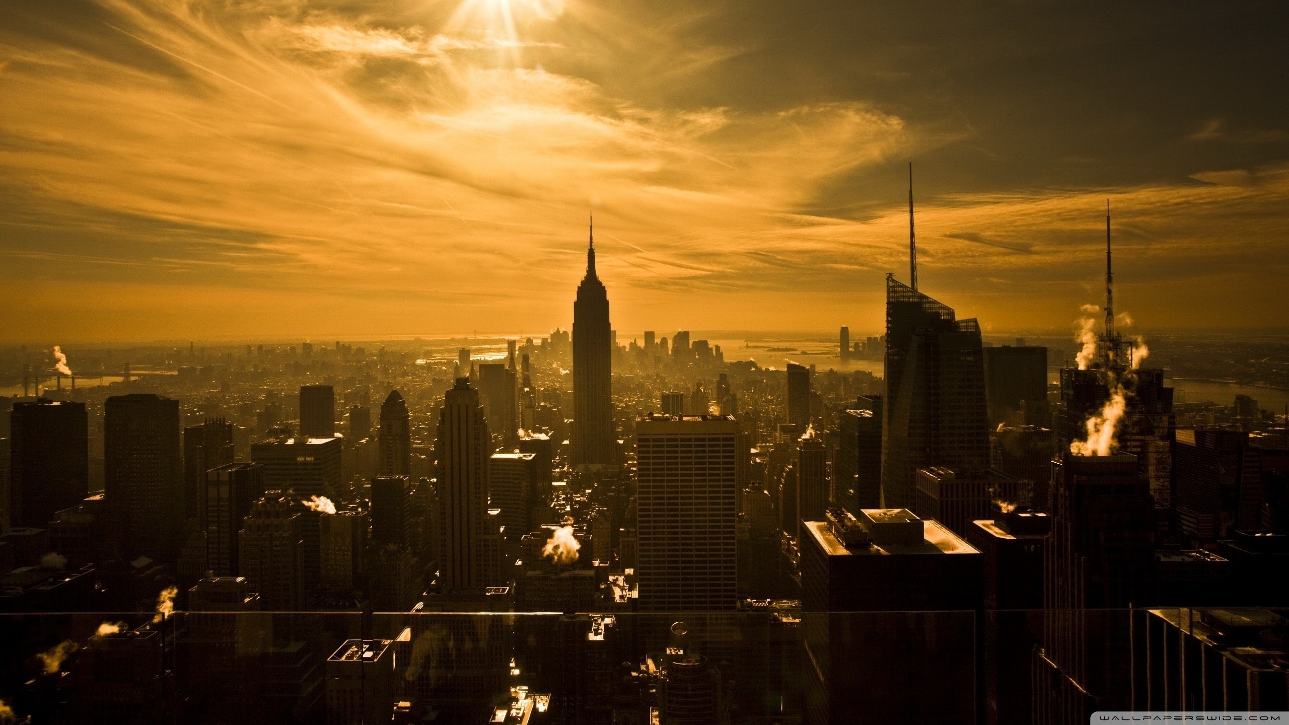 New York City Skyline at Sunset HD Wallpaper