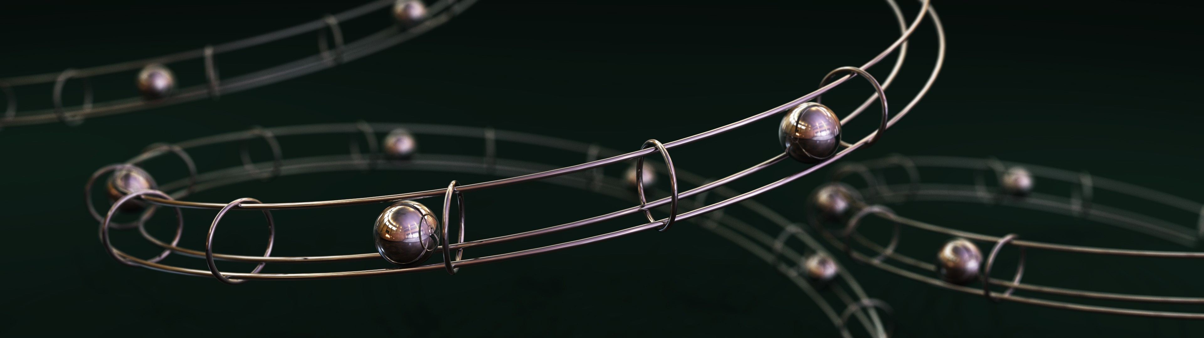 Metal balls on a wire track HD Wallpaper