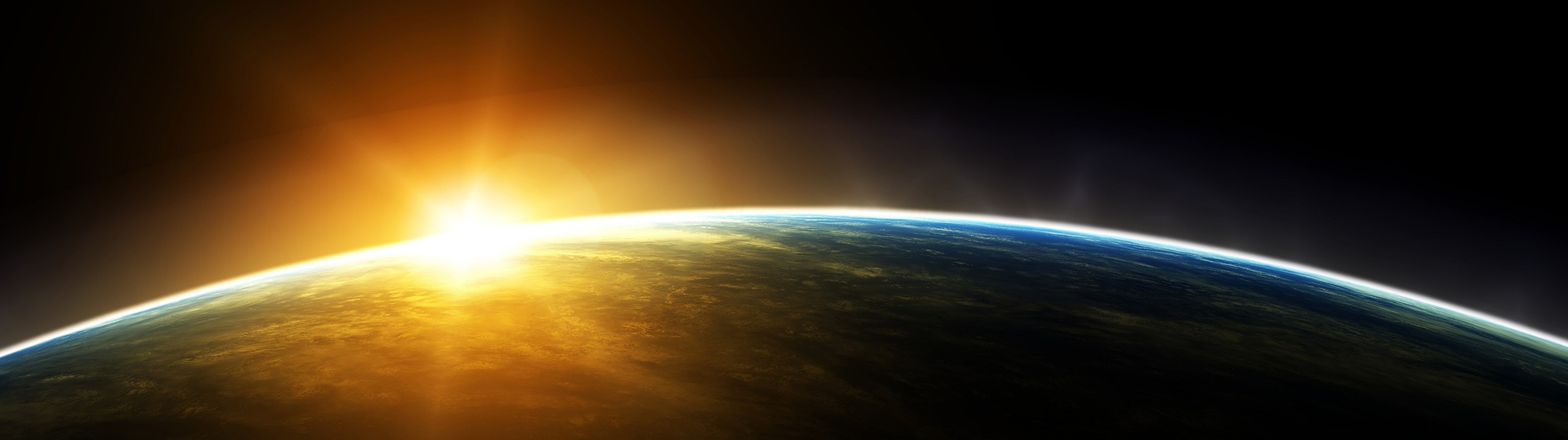 Sunrise over planet Earth from space HD Wallpaper