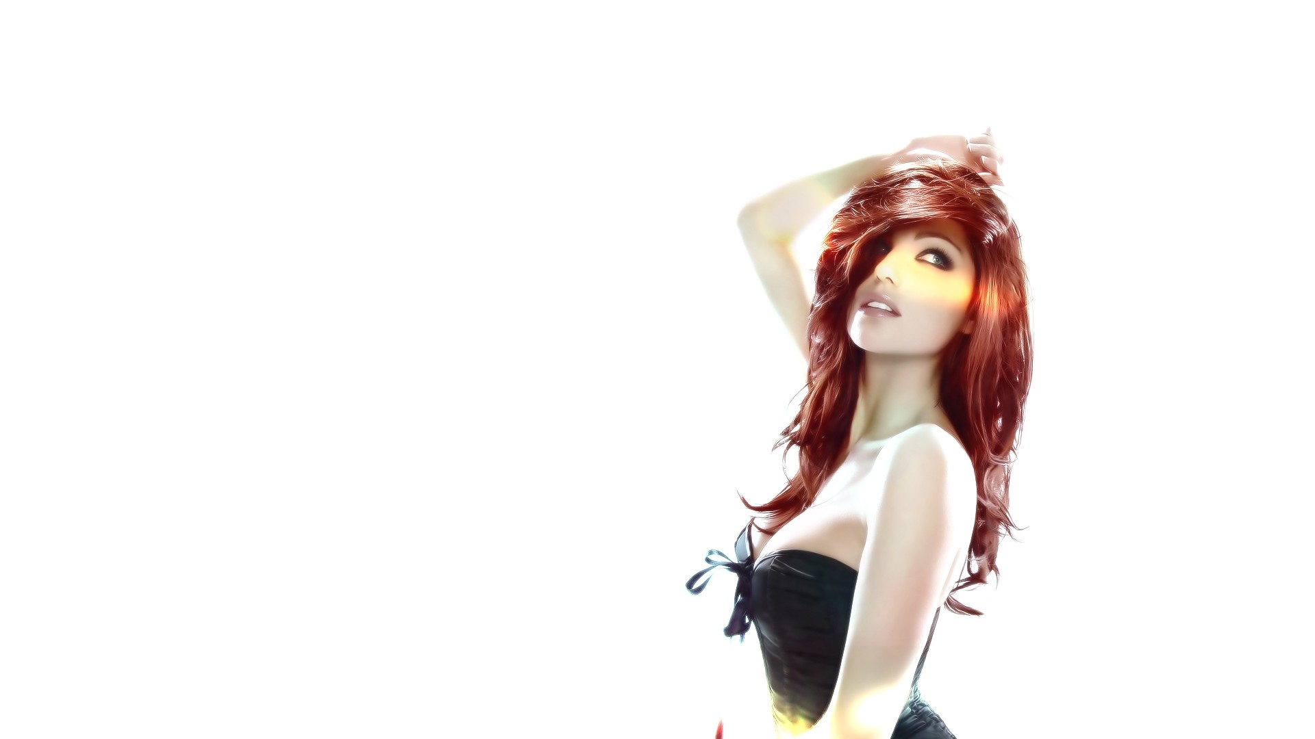 Redhead Photo Manipulation White Background Digital Art Louise Cliffe Women Simple Background HD Wallpaper