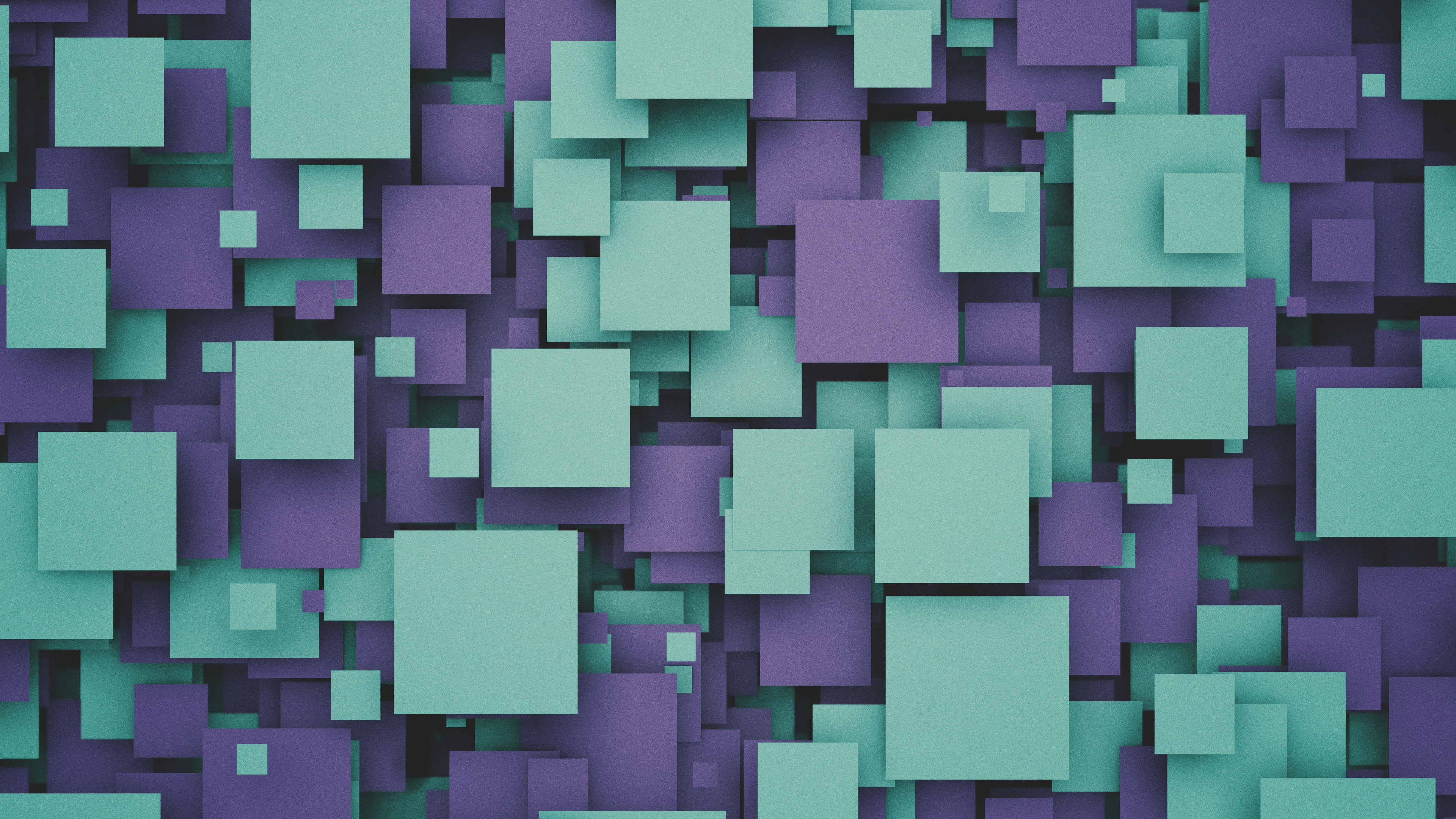 Abstract 3D render of overlapping purple and teal squares HD Wallpaper