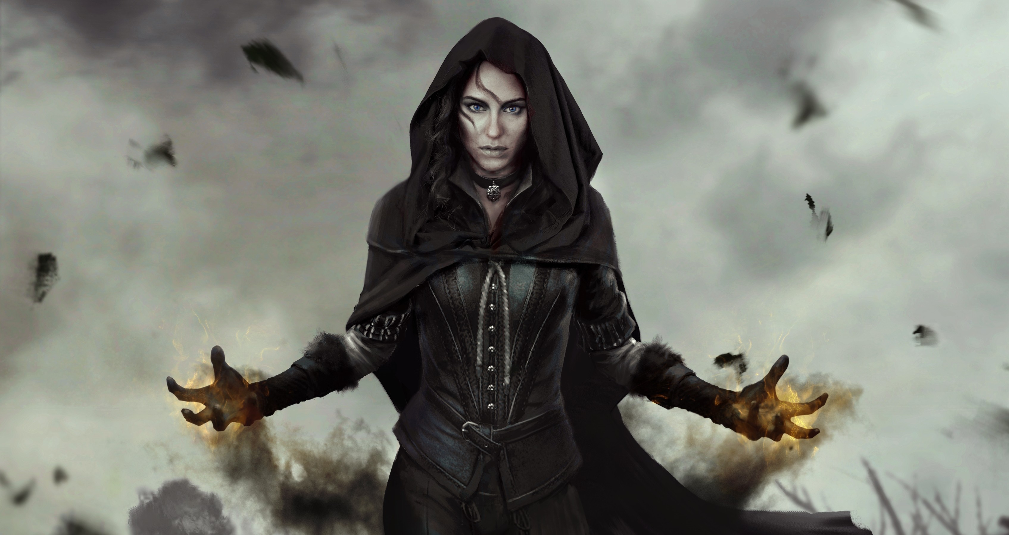 Yennefer of Vengerberg casting magic in The Witcher 3 HD Wallpaper