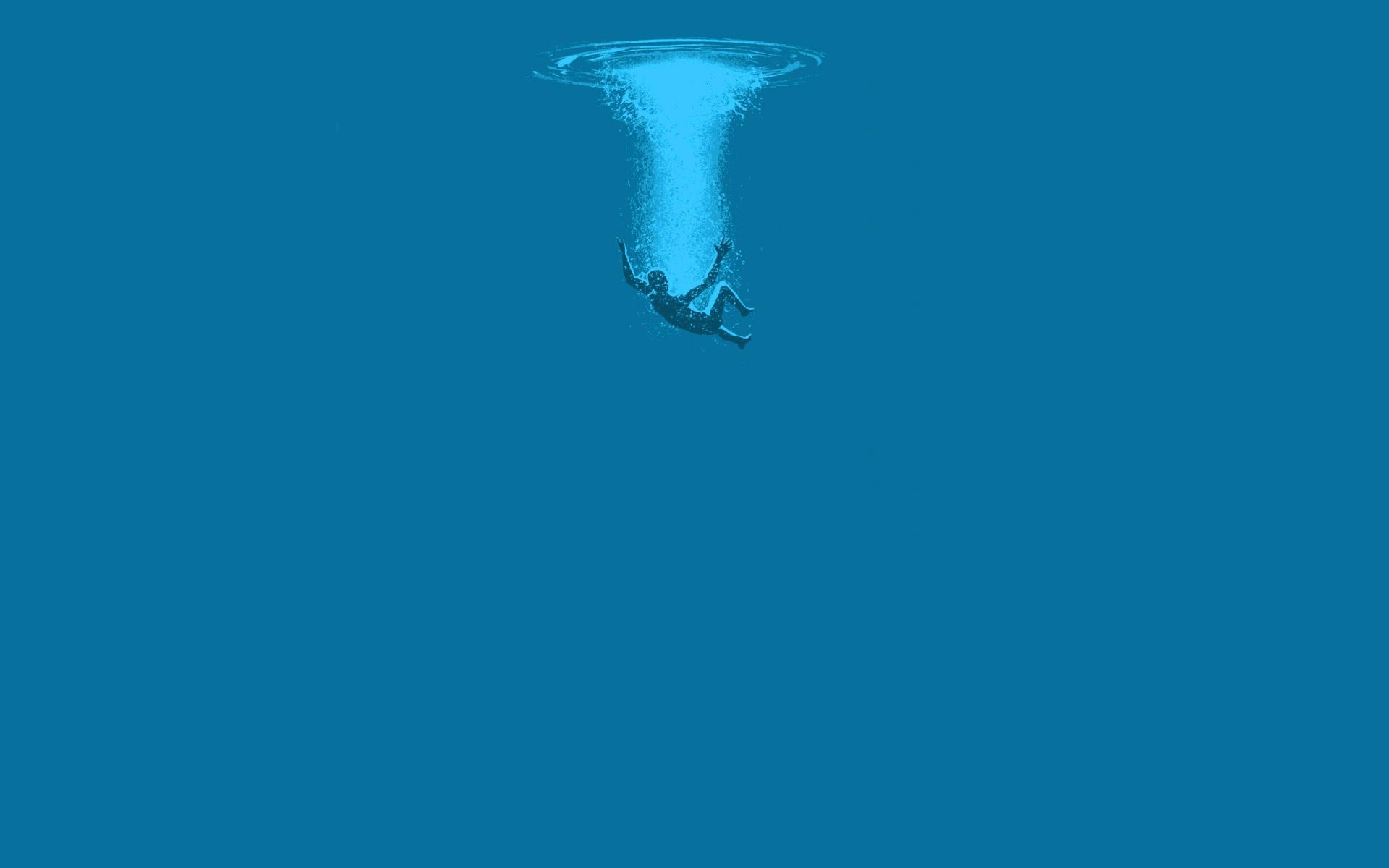 Person falling into blue water HD Wallpaper