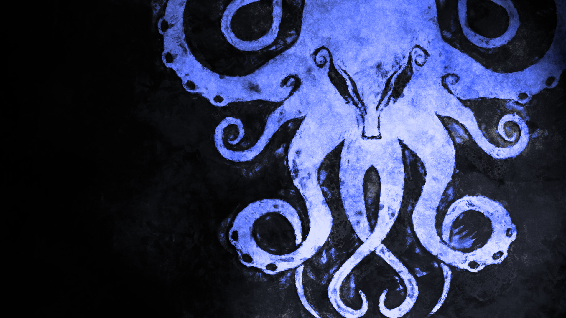 Cthulhu creature with blue tentacles HD Wallpaper