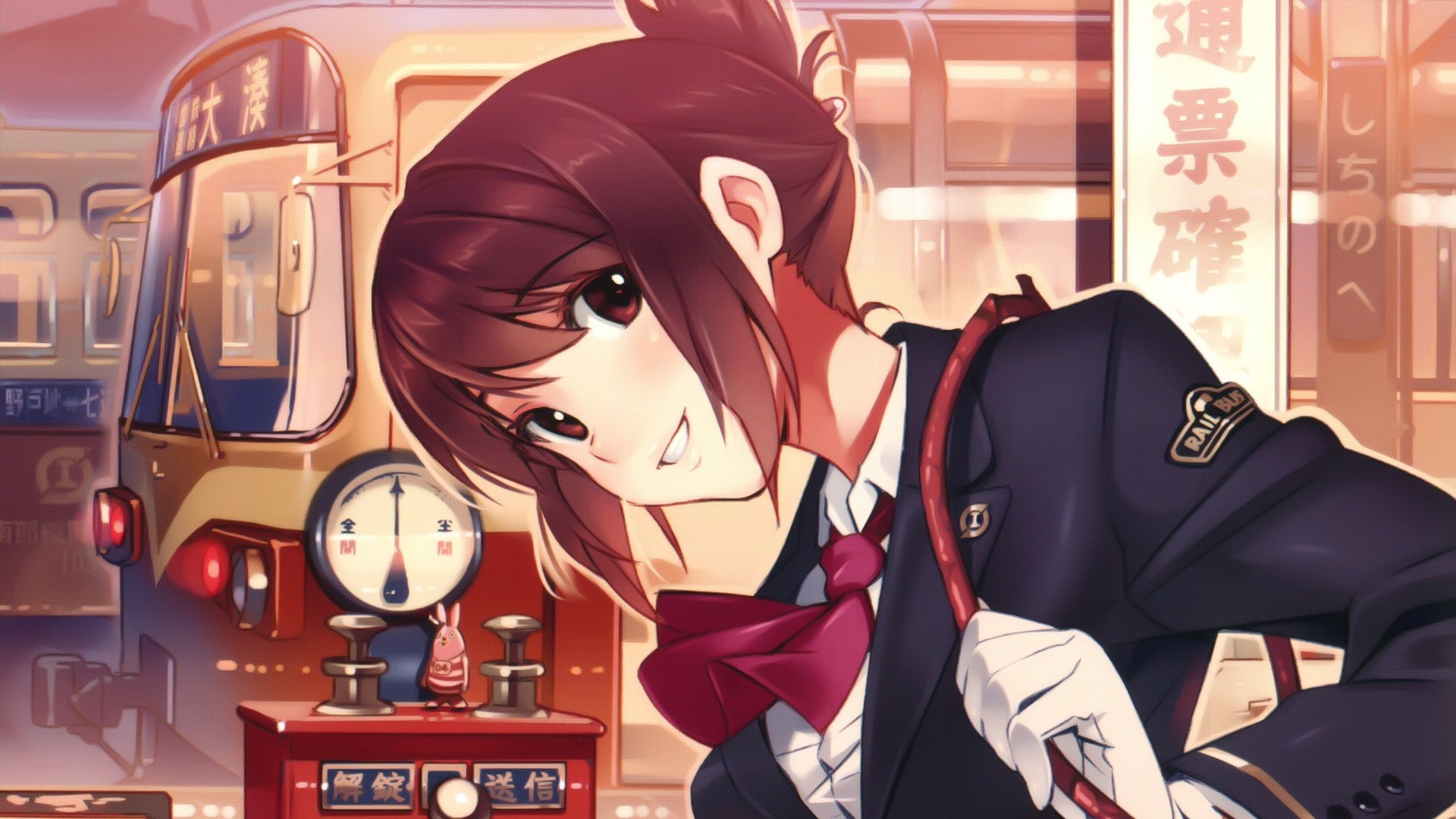 Sakurai Aoi from Rail Wars at a train station HD Wallpaper