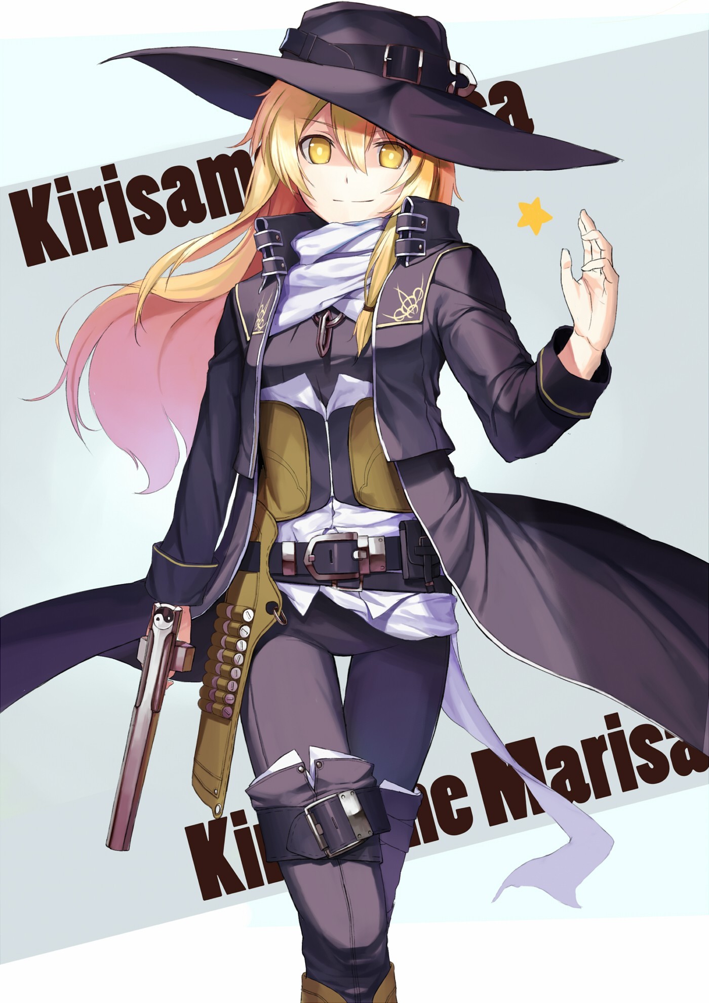 Kirisame Marisa from Touhou holding a pistol HD Wallpaper