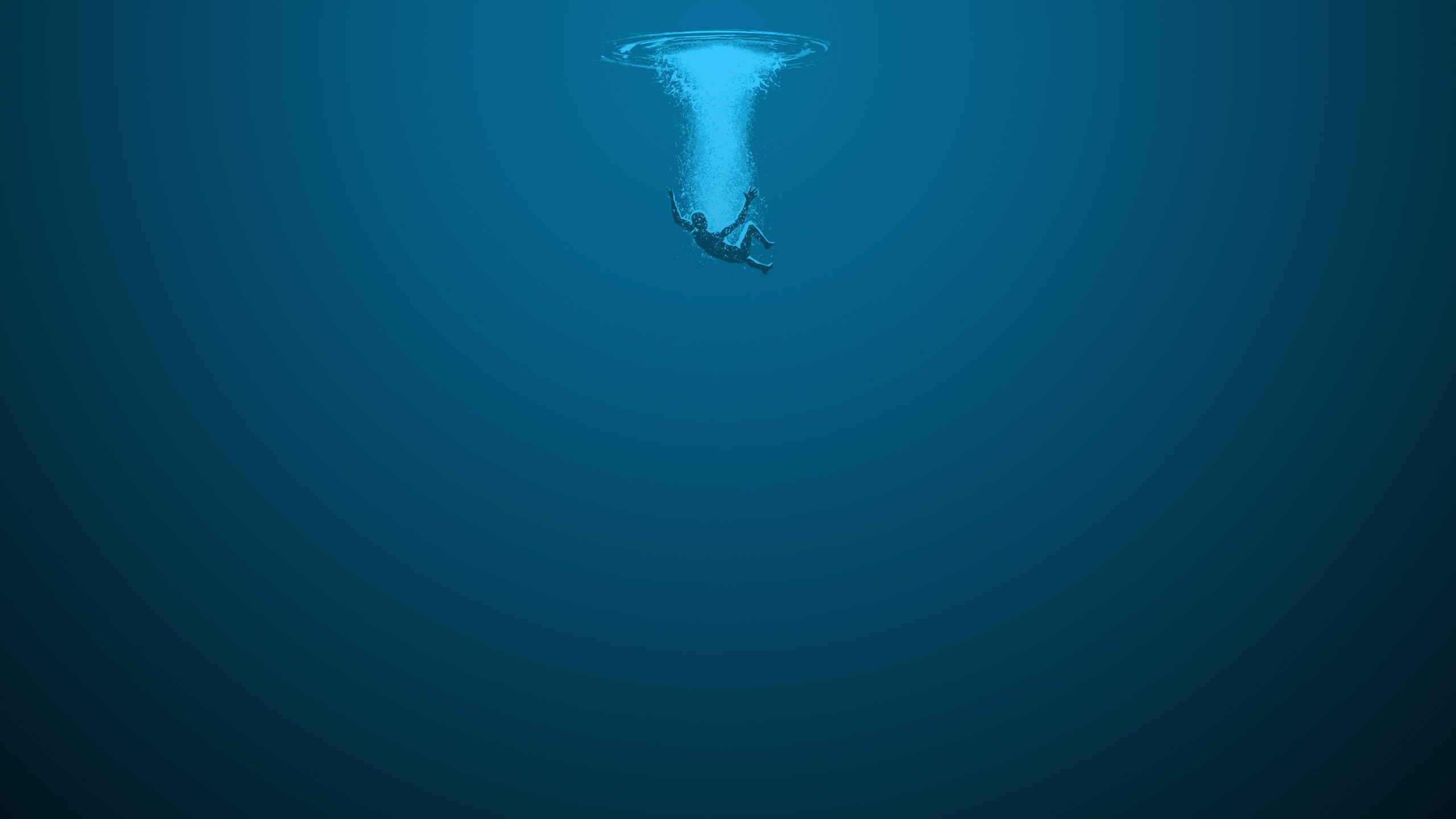 Person falling into deep blue water HD Wallpaper