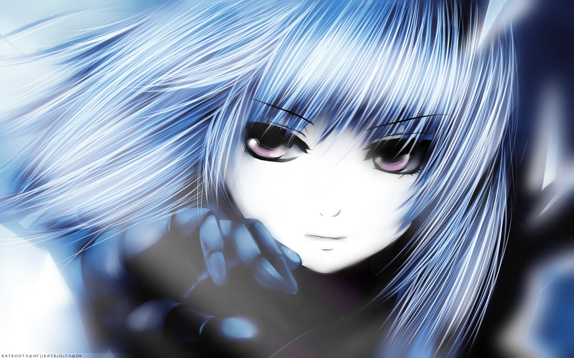 Anime girl with blue hair HD Wallpaper