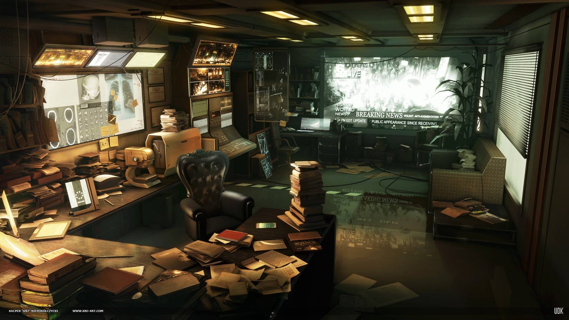 Deus Ex: Human Revolution - Futuristic Office HD Wallpaper