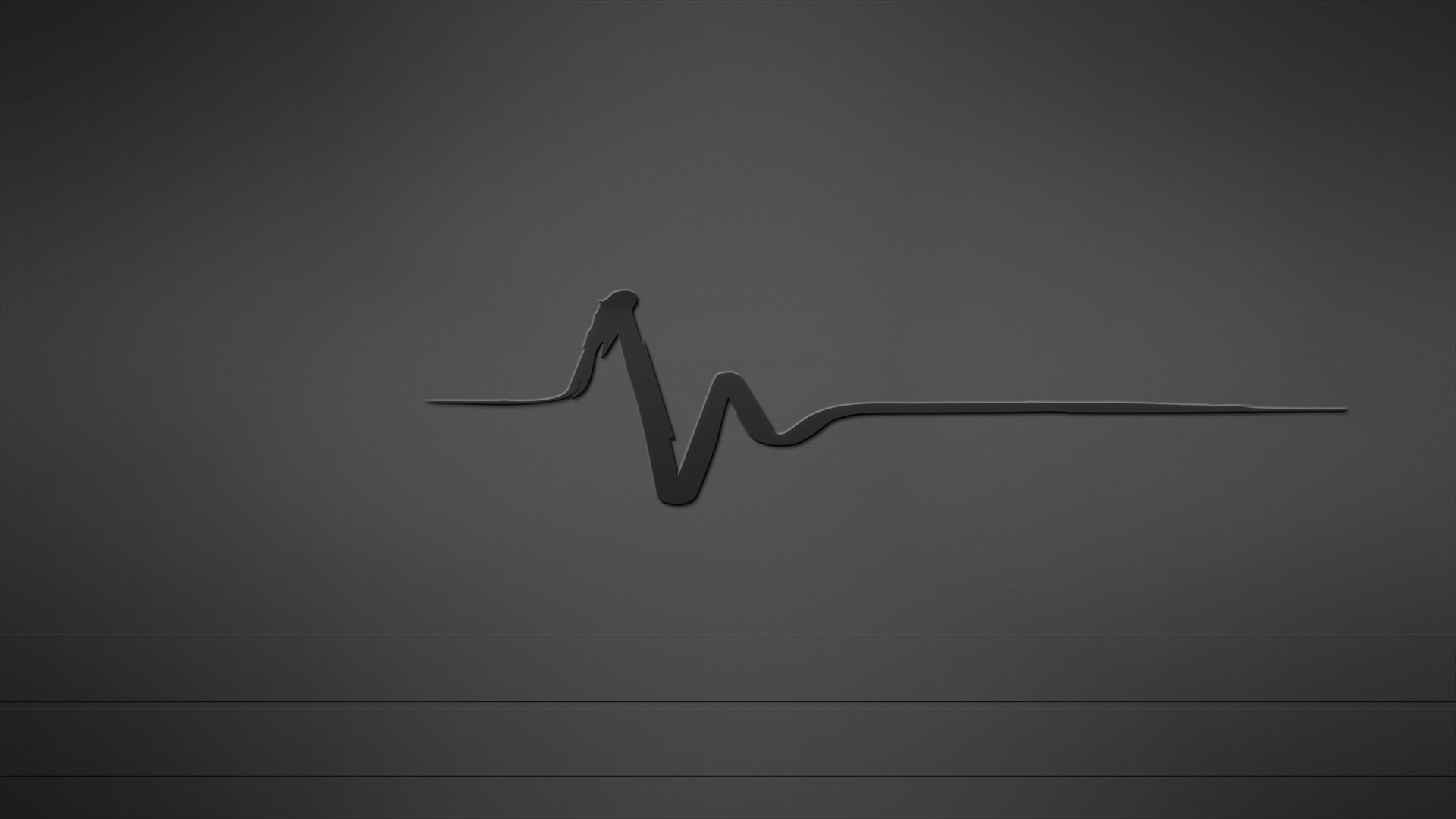 Monochrome electrocardiogram line on a gray background HD Wallpaper