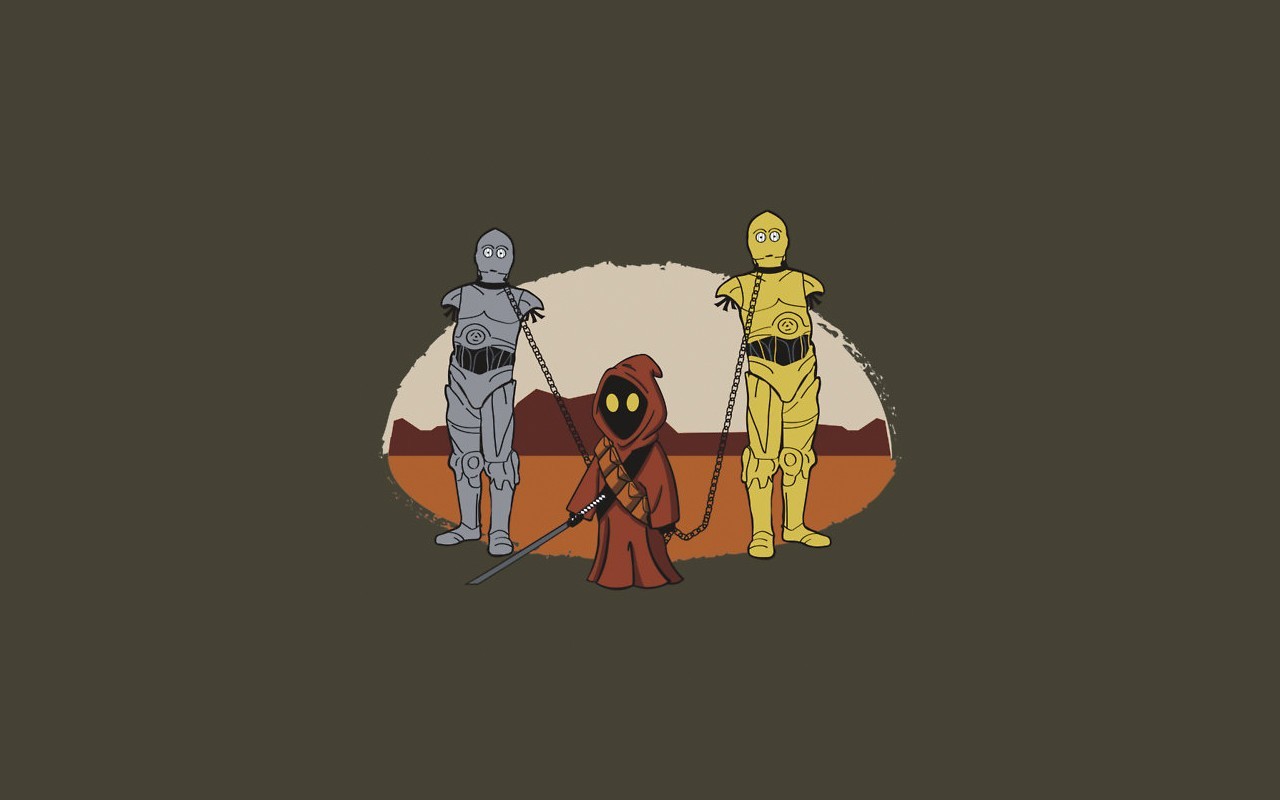 Star Wars Jawa with C-3PO and R2-D2 HD Wallpaper
